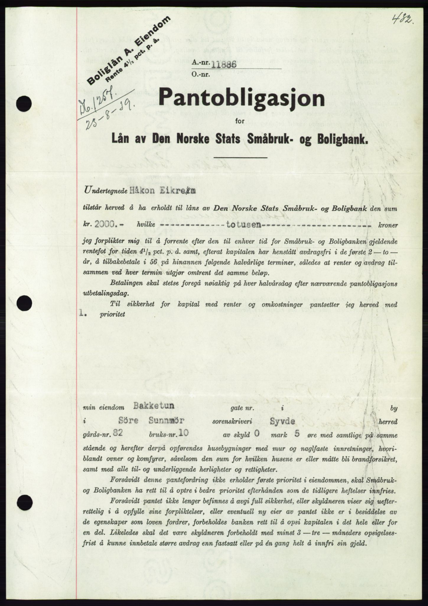 Søre Sunnmøre sorenskriveri, AV/SAT-A-4122/1/2/2C/L0068: Mortgage book no. 62, 1939-1939, Diary no: : 1257/1939