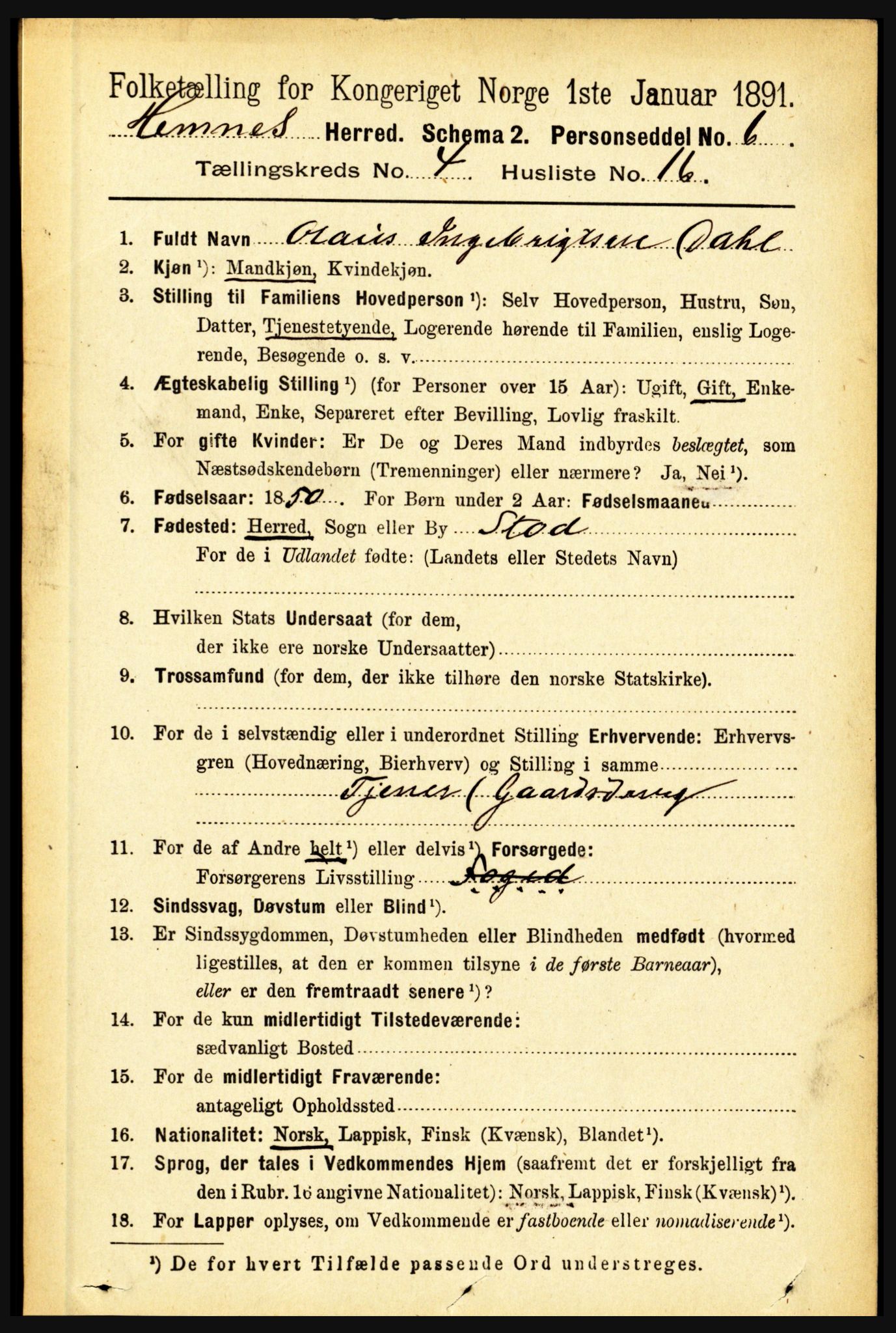 RA, 1891 census for 1832 Hemnes, 1891, p. 2356