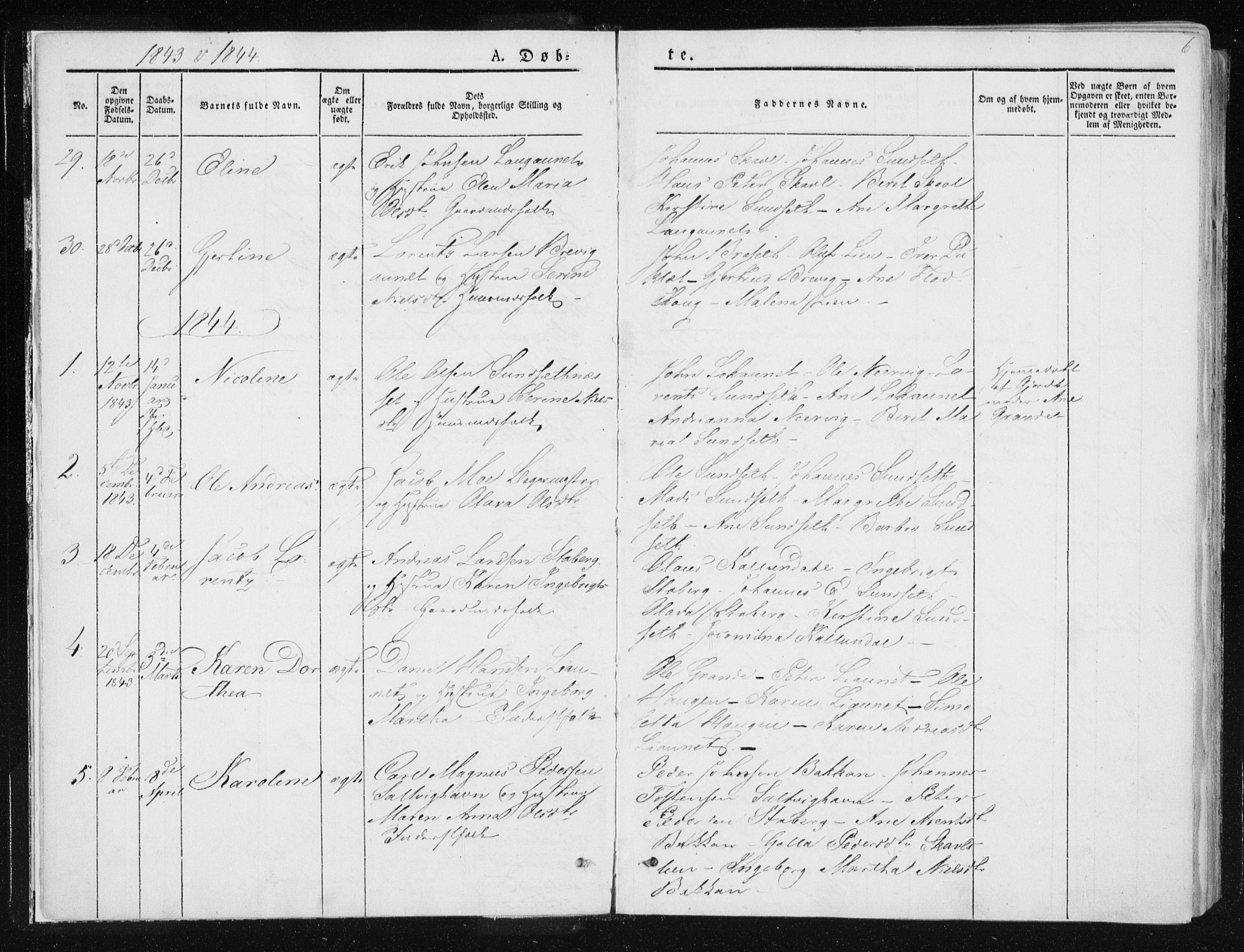 Ministerialprotokoller, klokkerbøker og fødselsregistre - Nord-Trøndelag, SAT/A-1458/733/L0323: Parish register (official) no. 733A02, 1843-1870, p. 6