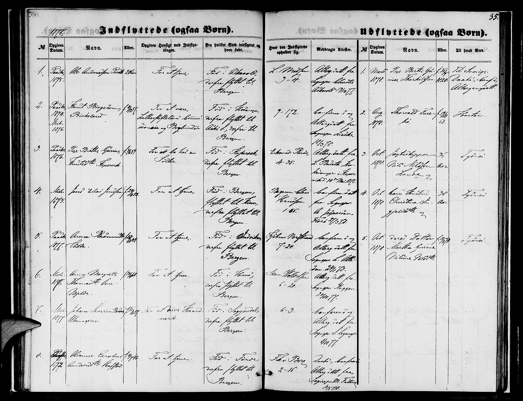Nykirken Sokneprestembete, SAB/A-77101/H/Hab: Parish register (copy) no. F 2, 1859-1886, p. 35