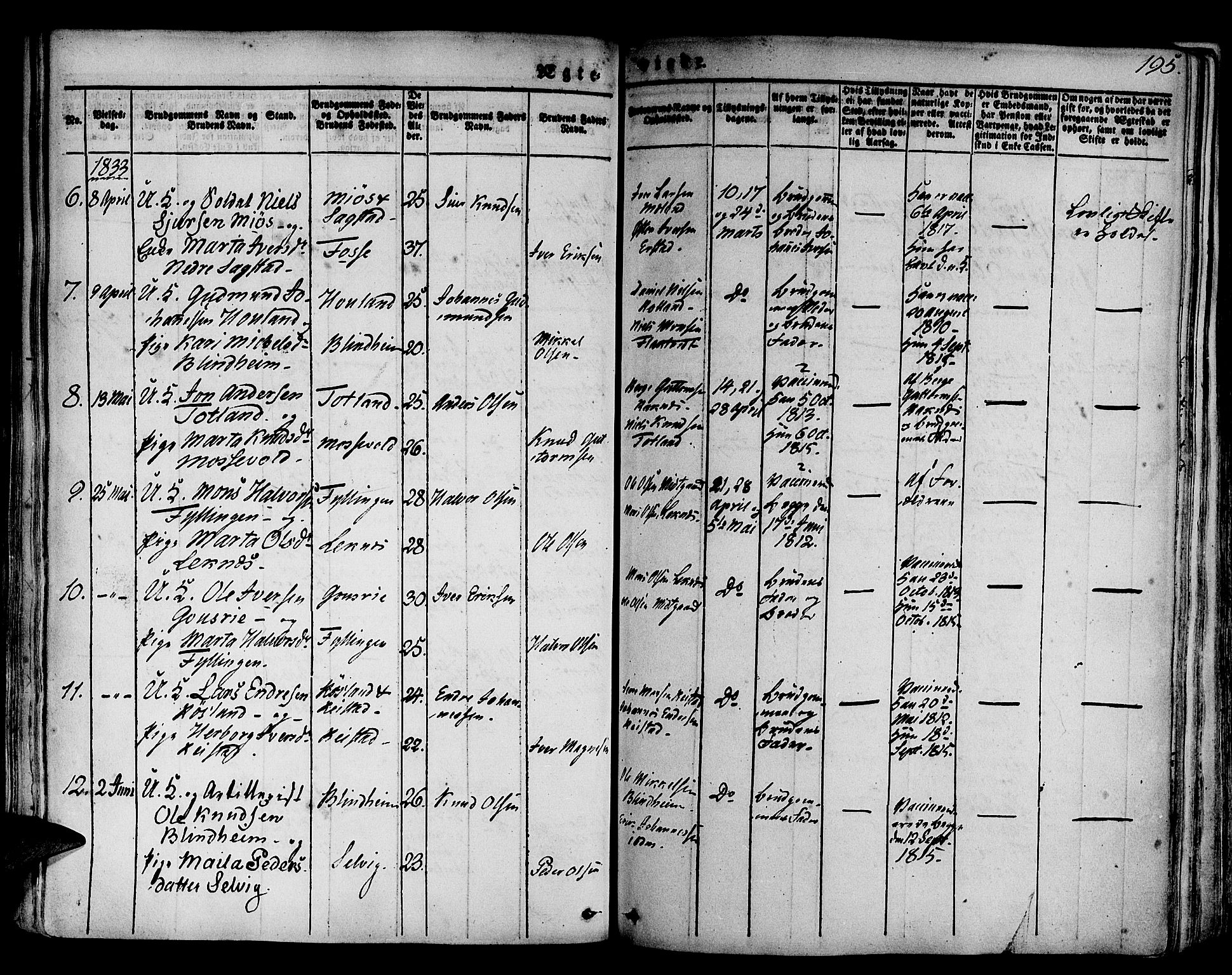 Hamre sokneprestembete, AV/SAB-A-75501/H/Ha/Haa/Haaa/L0011: Parish register (official) no. A 11, 1826-1834, p. 195