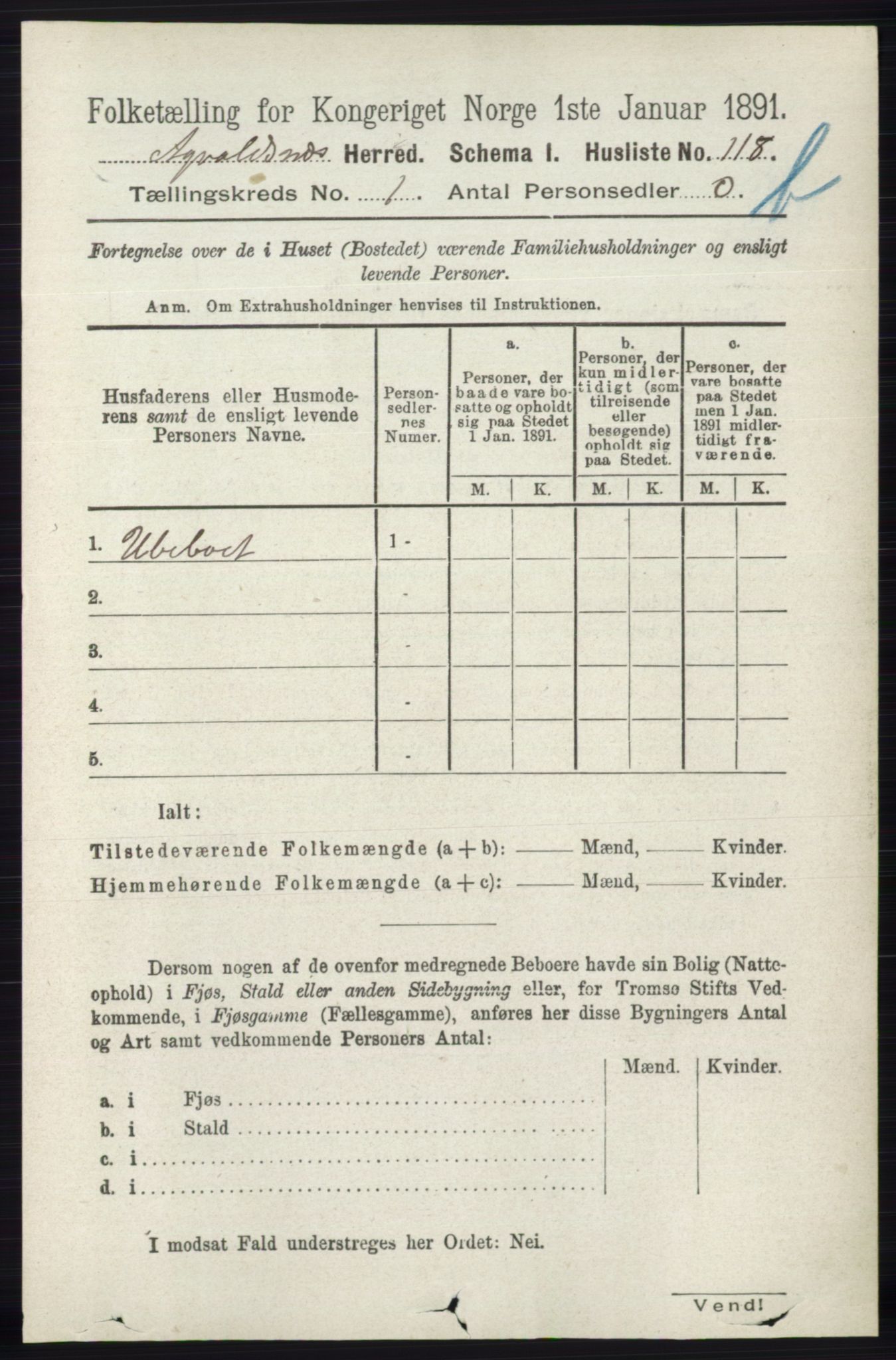 RA, 1891 census for 1147 Avaldsnes, 1891, p. 1246