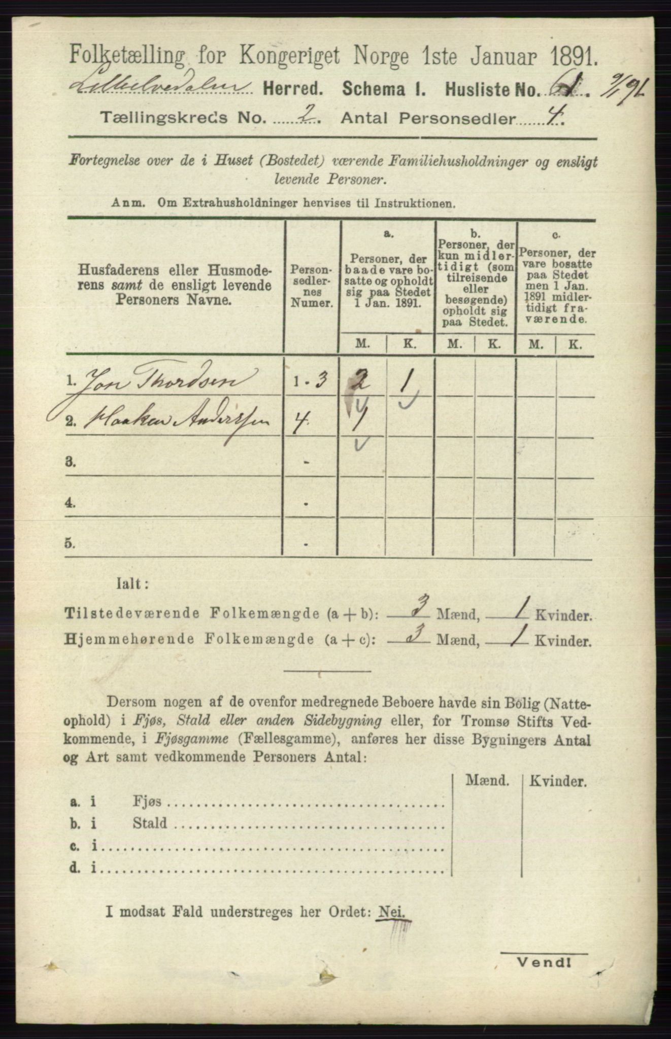 RA, 1891 census for 0438 Lille Elvedalen, 1891, p. 547