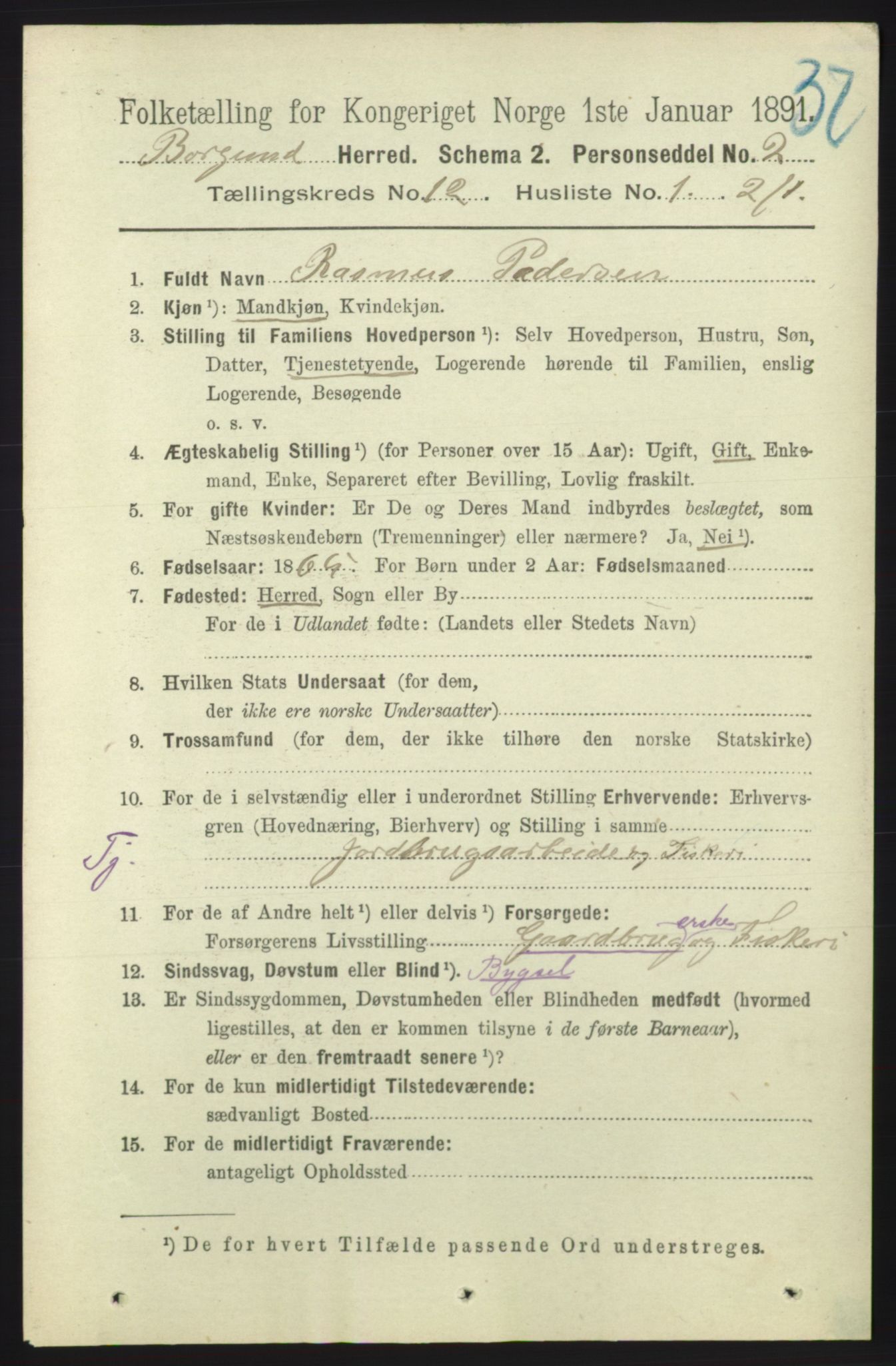 RA, 1891 census for 1531 Borgund, 1891, p. 3197