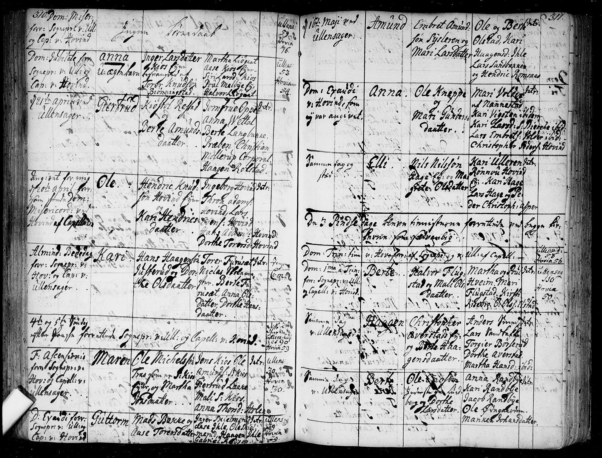 Ullensaker prestekontor Kirkebøker, AV/SAO-A-10236a/F/Fa/L0005: Parish register (official) no. I 5, 1733-1762, p. 310-311