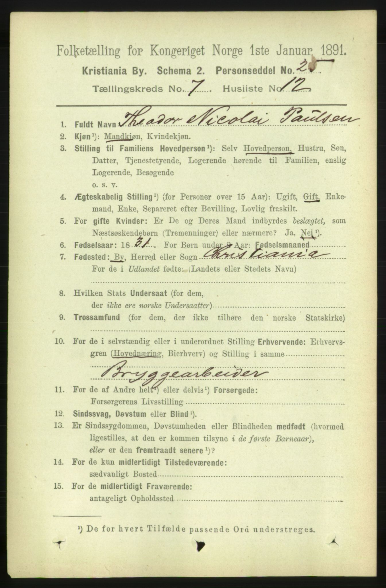RA, 1891 census for 0301 Kristiania, 1891, p. 2910
