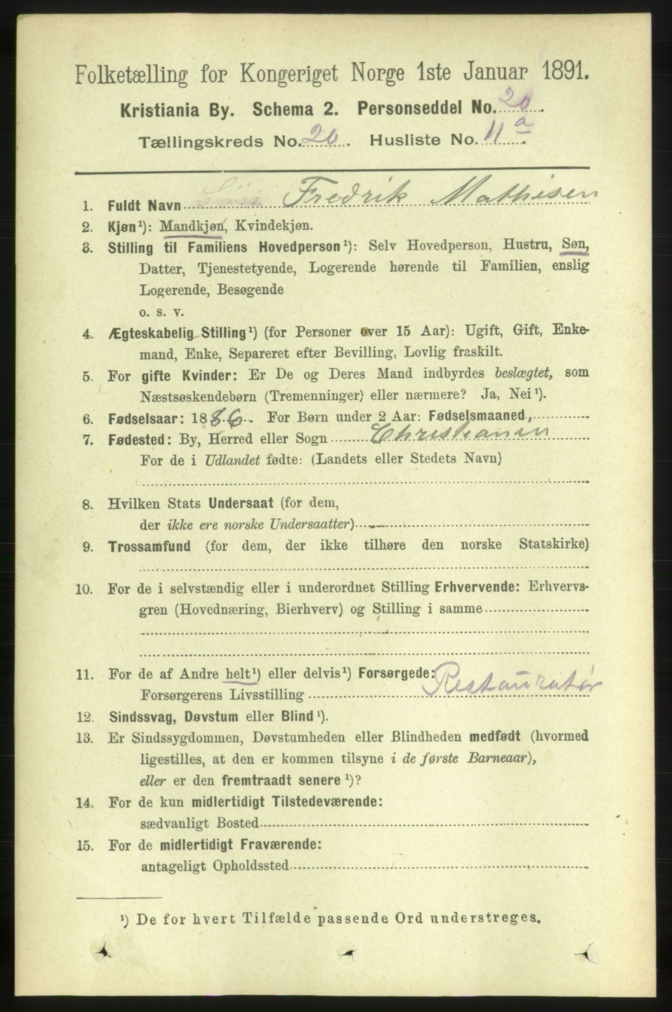 RA, 1891 census for 0301 Kristiania, 1891, p. 9987