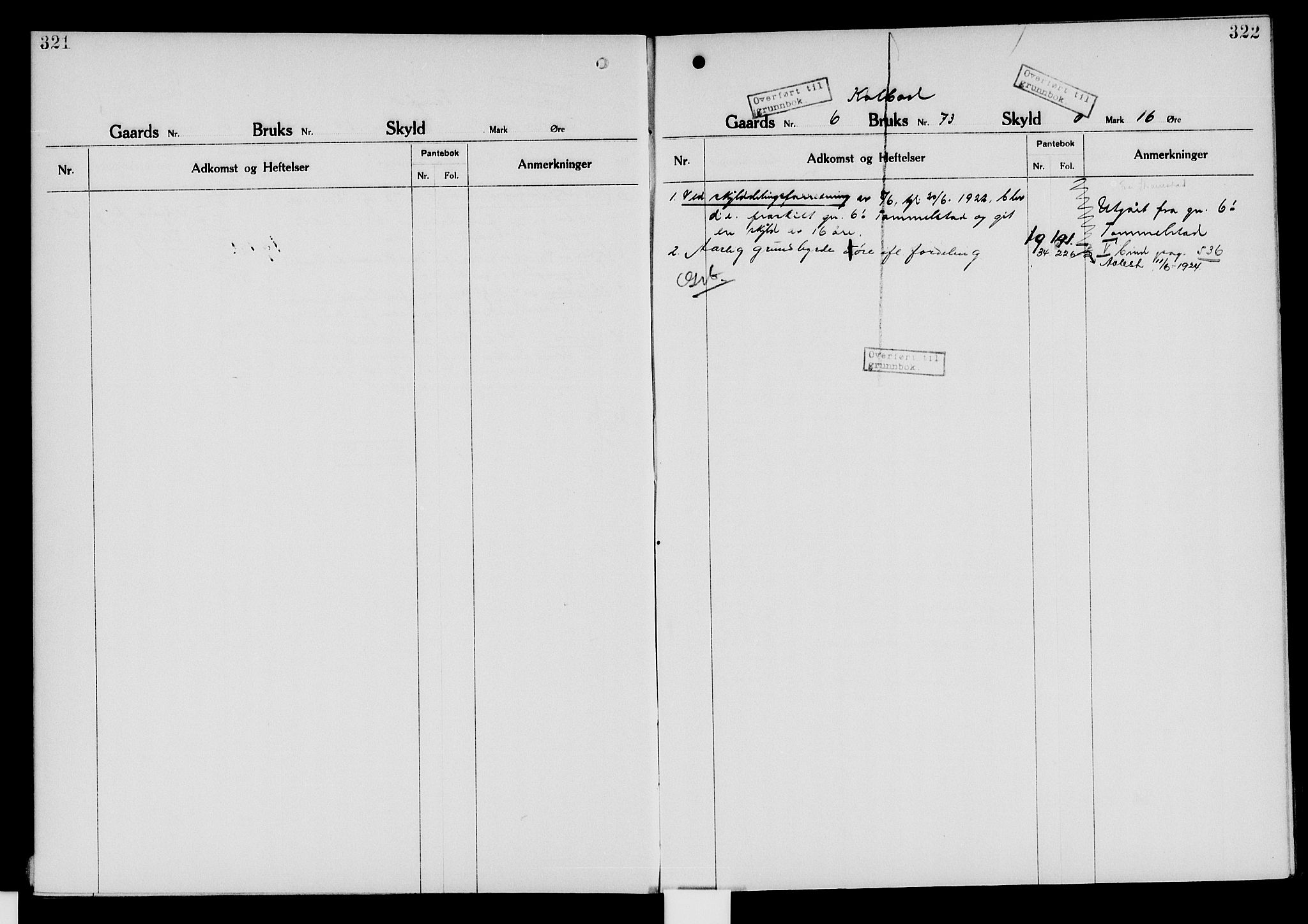 Nord-Hedmark sorenskriveri, SAH/TING-012/H/Ha/Had/Hade/L0006: Mortgage register no. 4.6, 1920-1940, p. 321-322