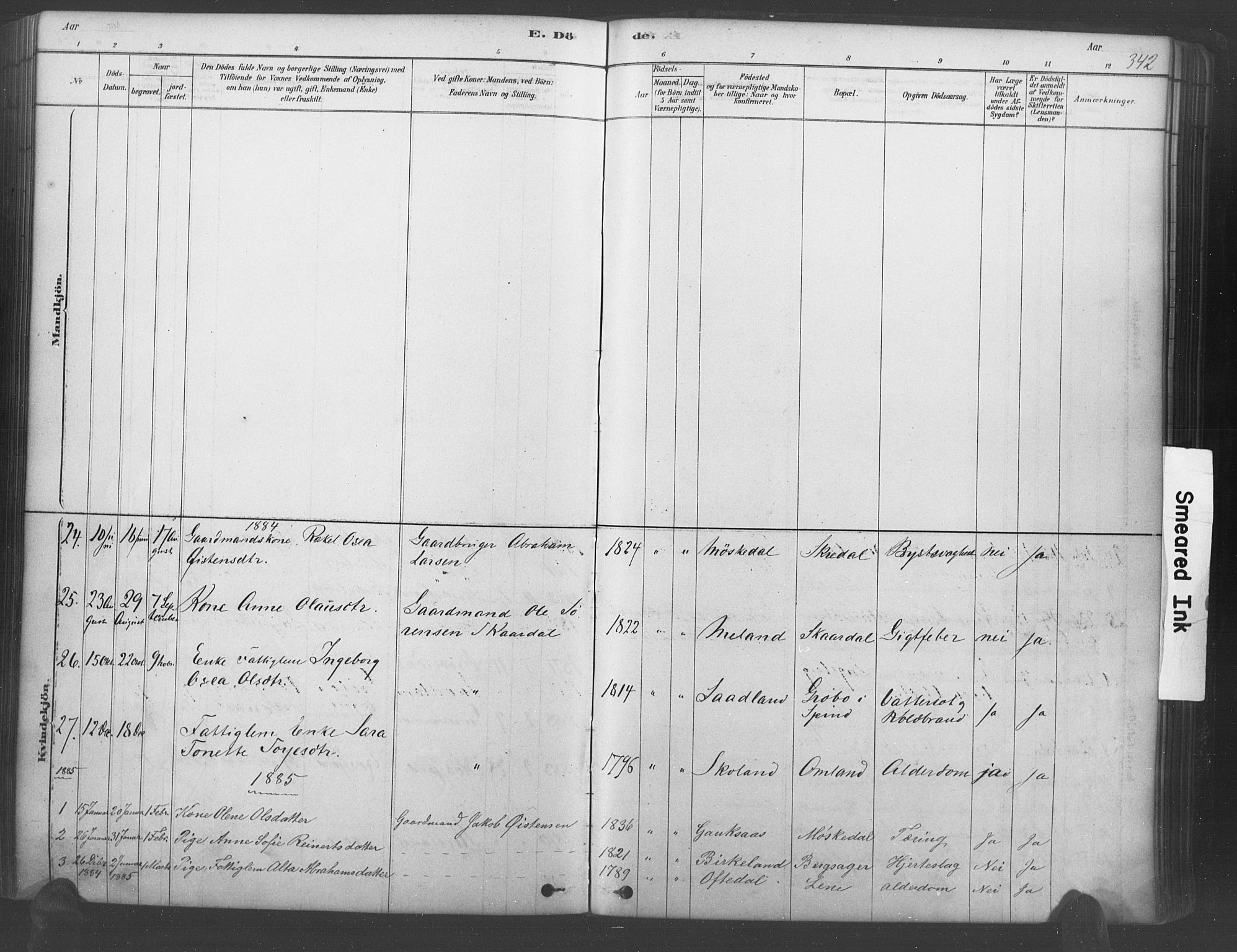 Lyngdal sokneprestkontor, AV/SAK-1111-0029/F/Fa/Fac/L0011: Parish register (official) no. A 11, 1878-1893, p. 342