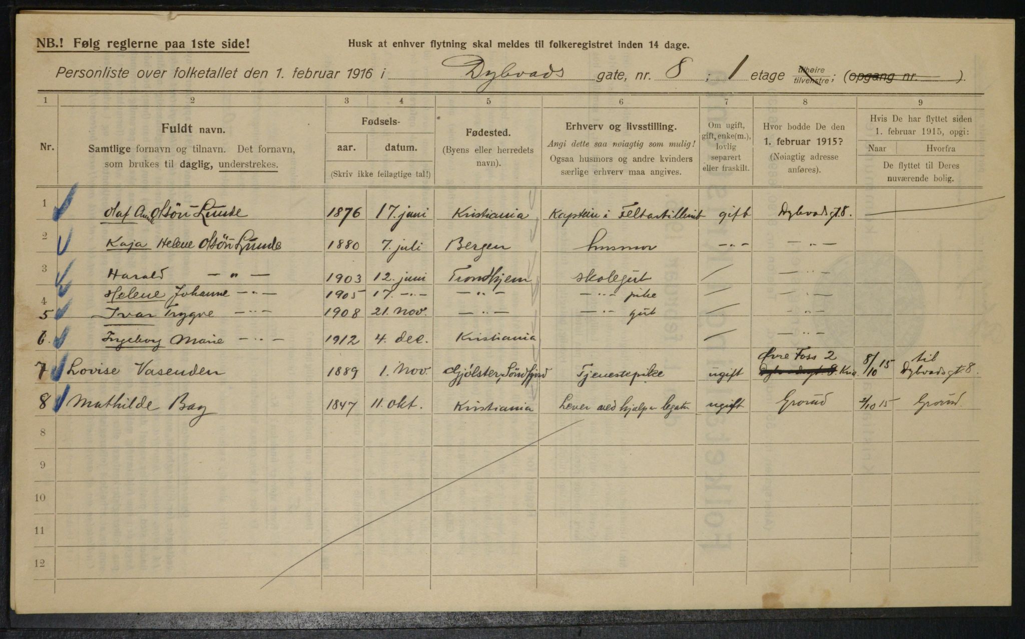 OBA, Municipal Census 1916 for Kristiania, 1916, p. 17617