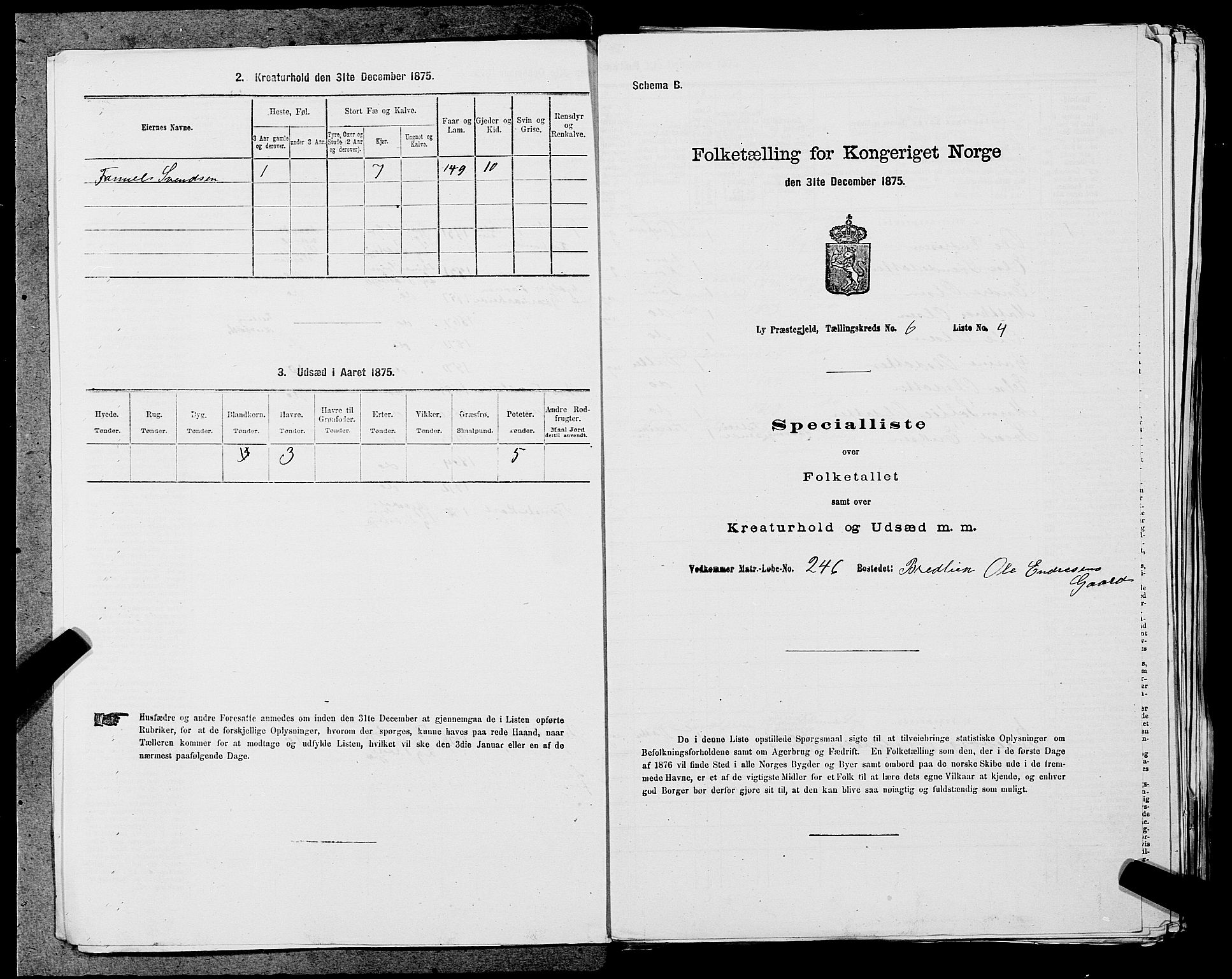 SAST, 1875 census for 1121P Lye, 1875, p. 715