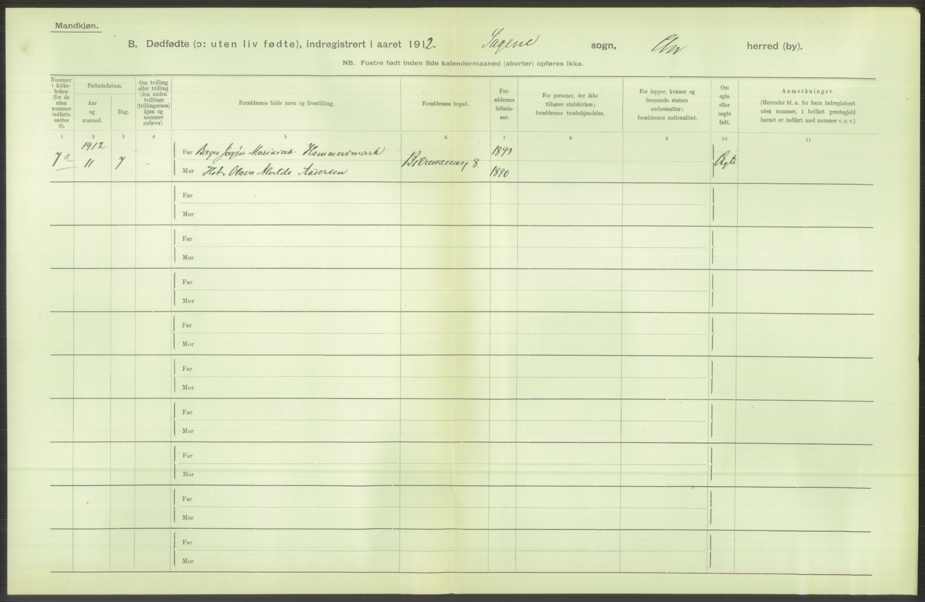 Statistisk sentralbyrå, Sosiodemografiske emner, Befolkning, AV/RA-S-2228/D/Df/Dfb/Dfbb/L0010: Kristiania: Døde, dødfødte, 1912, p. 520