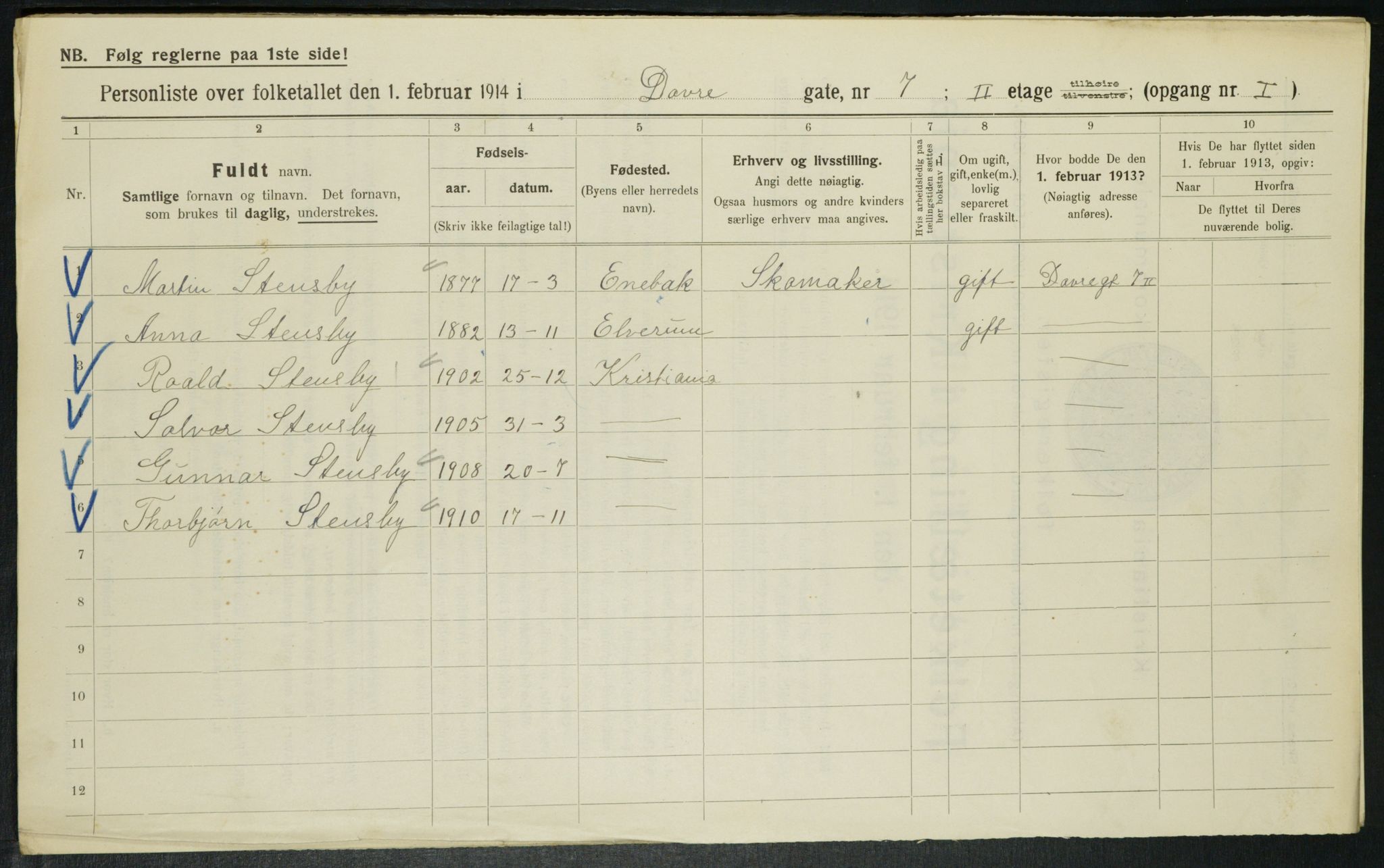 OBA, Municipal Census 1914 for Kristiania, 1914, p. 16392