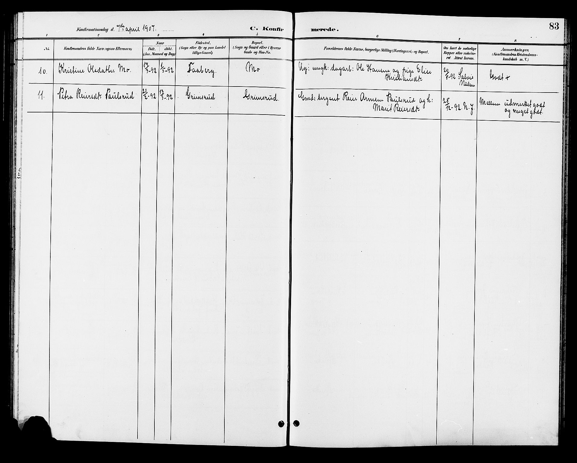 Øyer prestekontor, SAH/PREST-084/H/Ha/Hab/L0005: Parish register (copy) no. 5, 1897-1913, p. 83