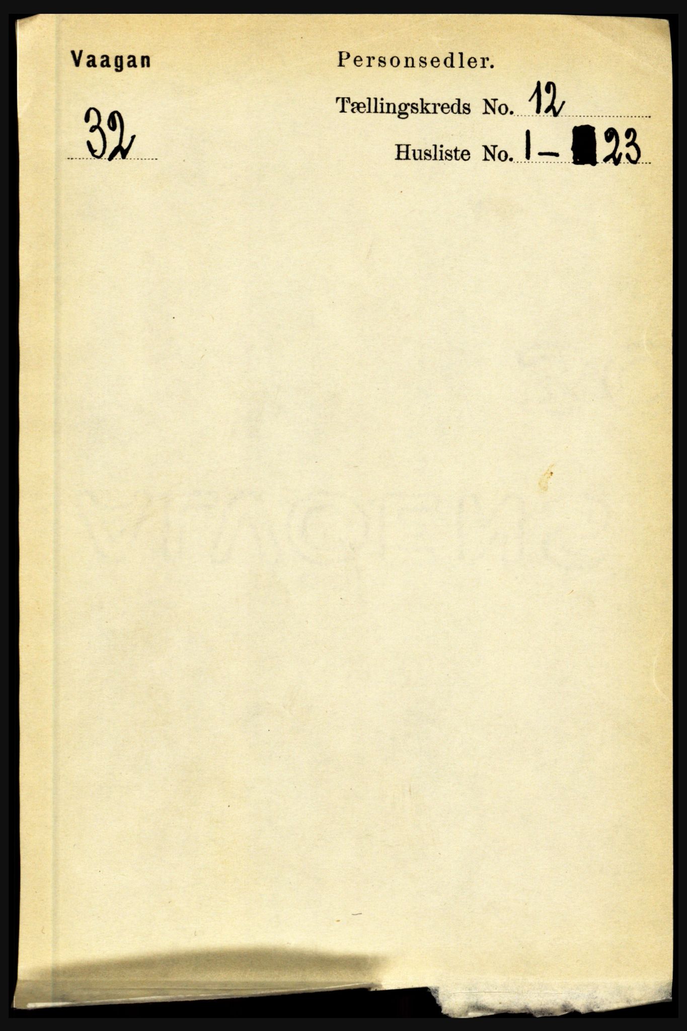 RA, 1891 census for 1865 Vågan, 1891, p. 2891