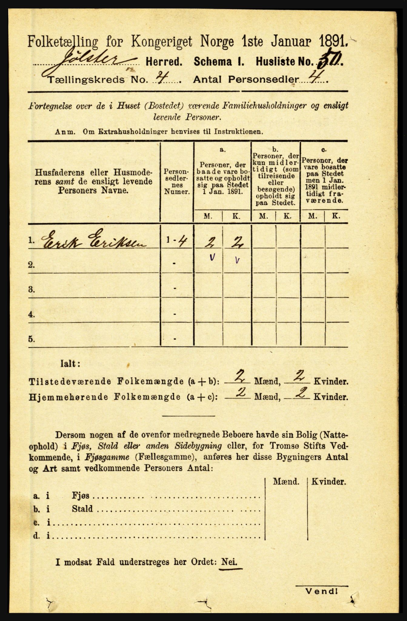 RA, 1891 census for 1431 Jølster, 1891, p. 1377