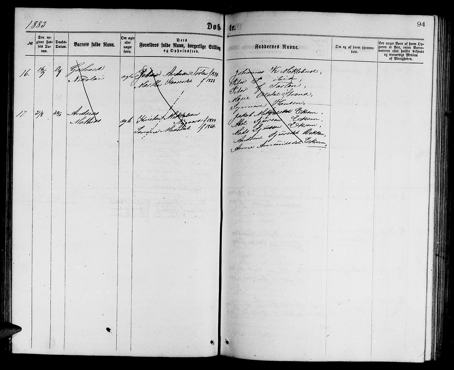 Ministerialprotokoller, klokkerbøker og fødselsregistre - Møre og Romsdal, SAT/A-1454/501/L0016: Parish register (copy) no. 501C02, 1868-1884, p. 94