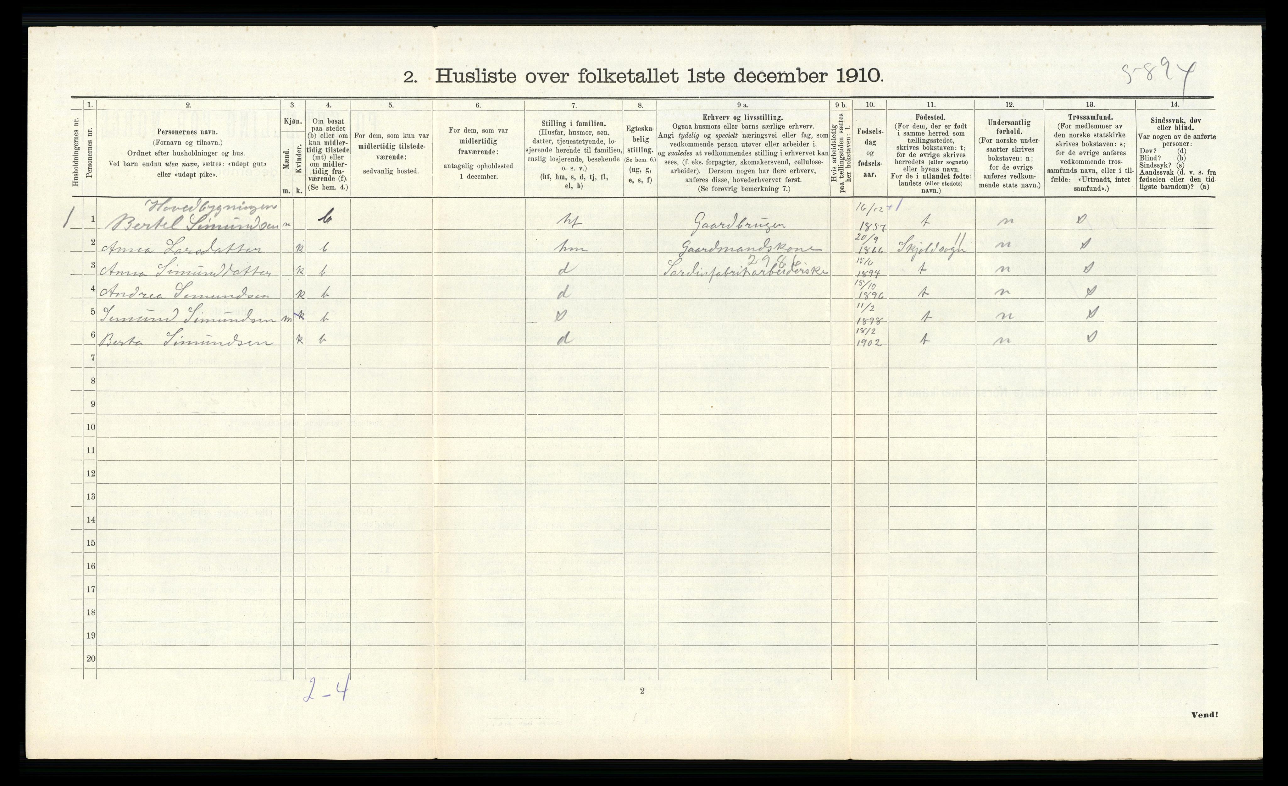 RA, 1910 census for Hetland, 1910, p. 390