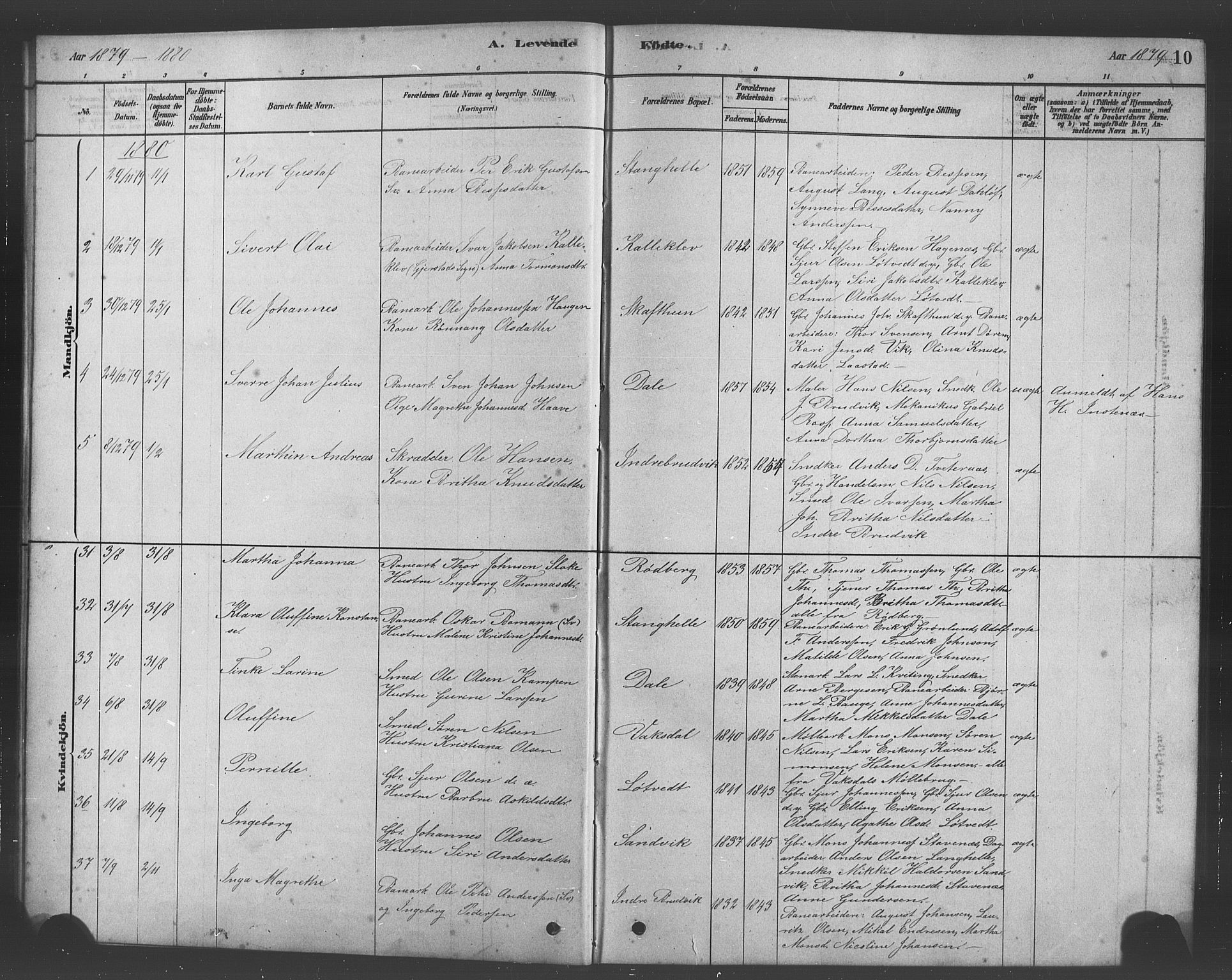 Bruvik Sokneprestembete, SAB/A-74701/H/Hab: Parish register (copy) no. A 1, 1878-1907, p. 10