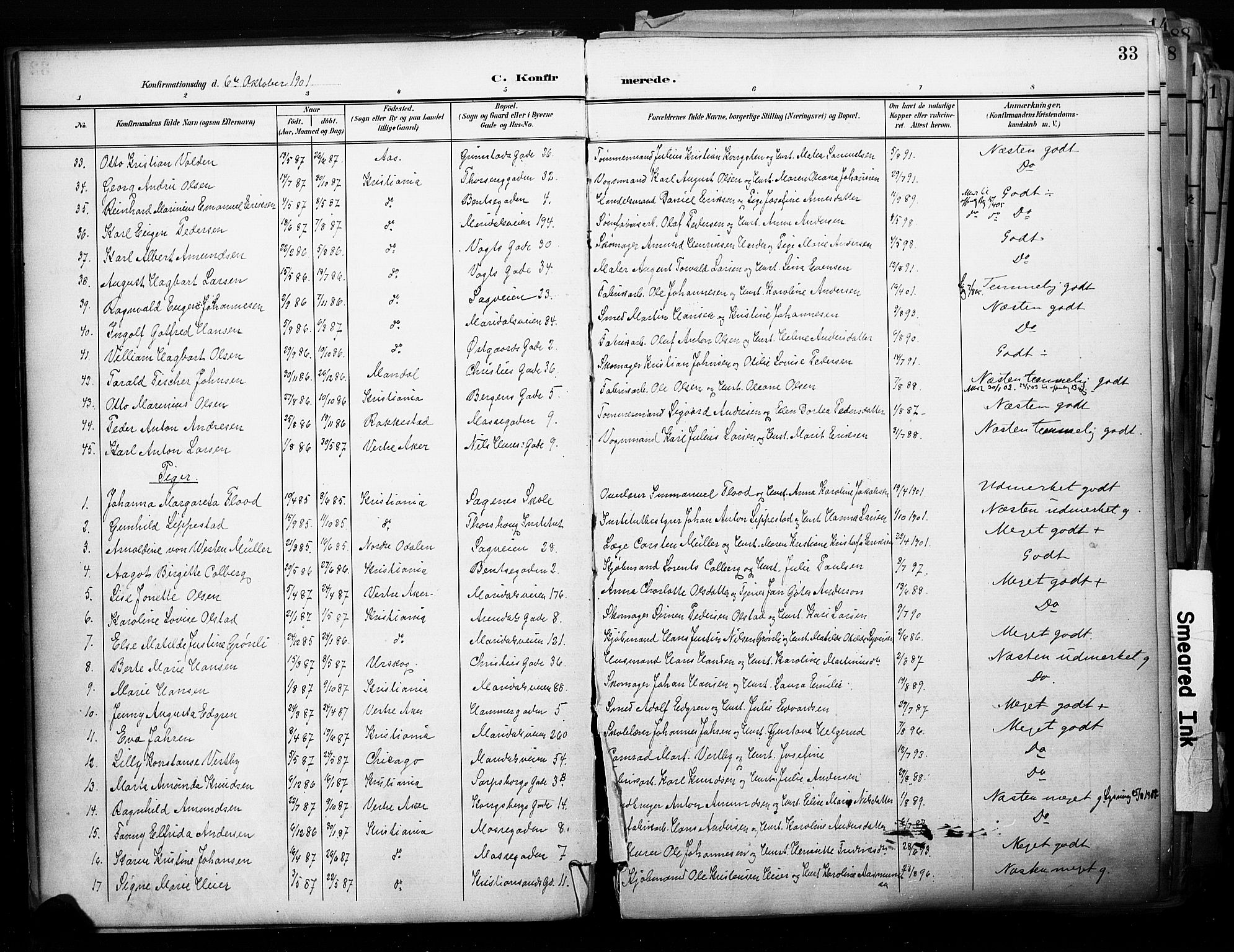 Sagene prestekontor Kirkebøker, SAO/A-10796/F/L0005: Parish register (official) no. 5, 1898-1911, p. 33