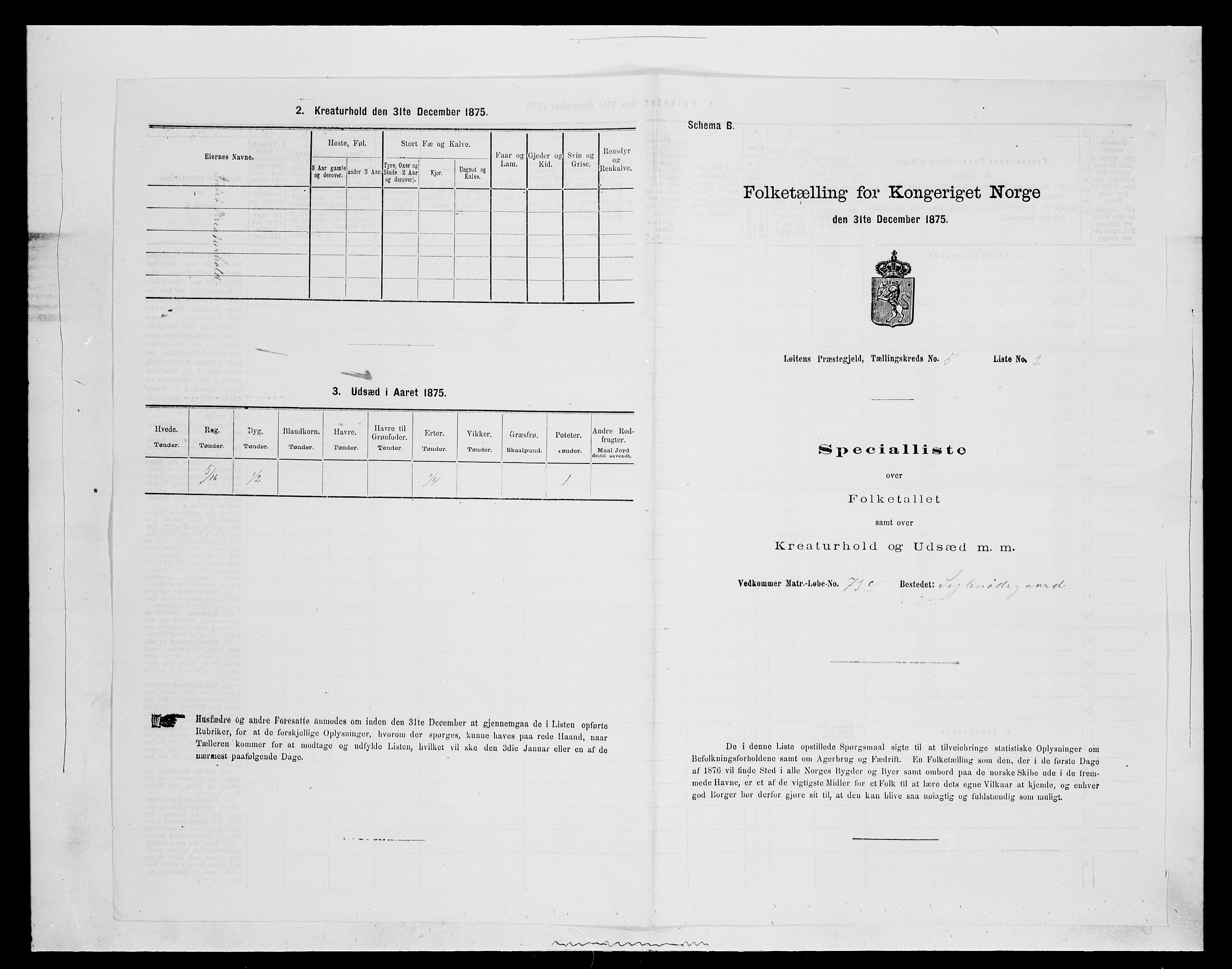 SAH, 1875 census for 0415P Løten, 1875, p. 1036