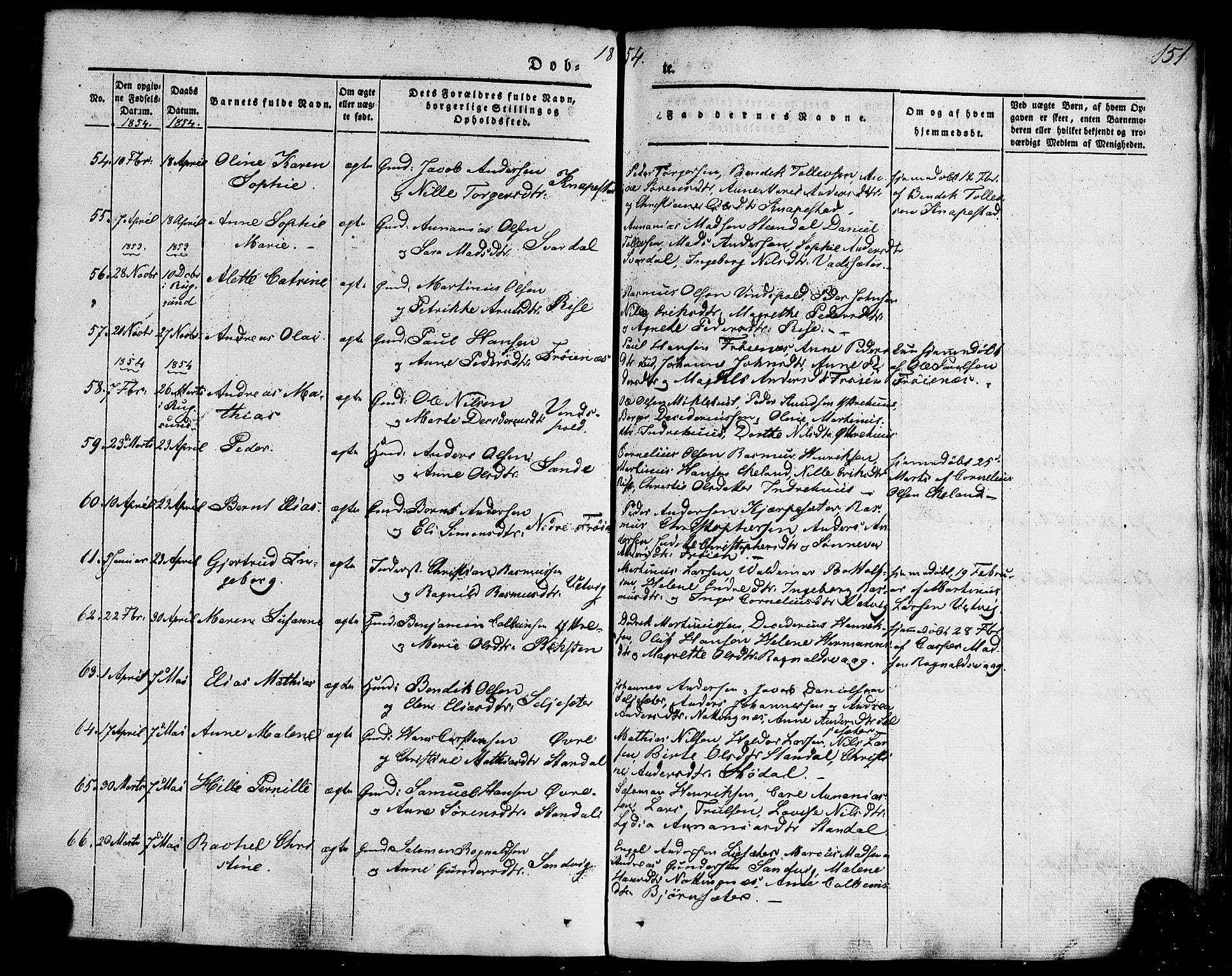 Kinn sokneprestembete, AV/SAB-A-80801/H/Haa/Haaa/L0005: Parish register (official) no. A 5, 1841-1857, p. 151