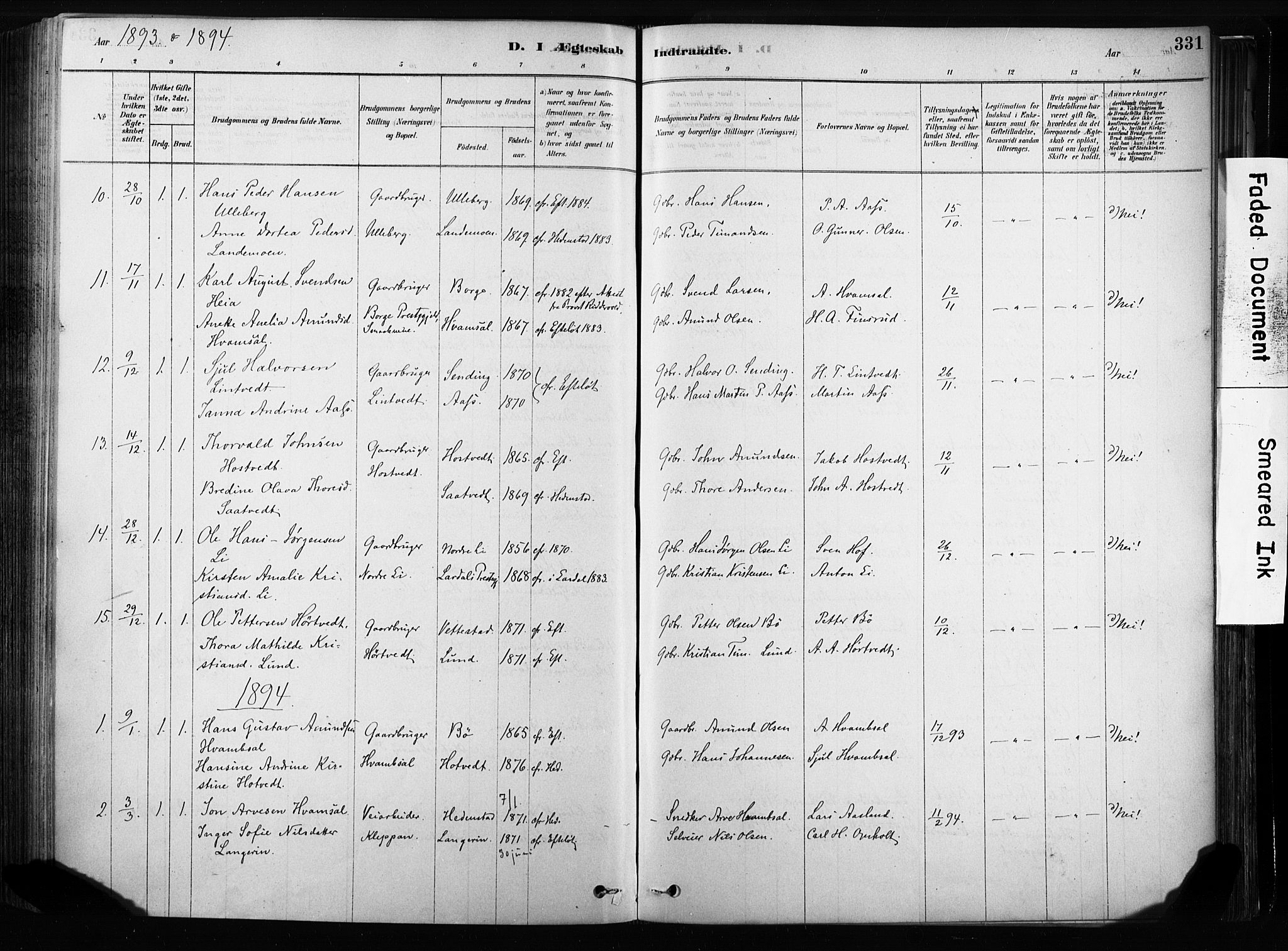 Sandsvær kirkebøker, SAKO/A-244/F/Fb/L0001: Parish register (official) no. II 1, 1878-1906, p. 331