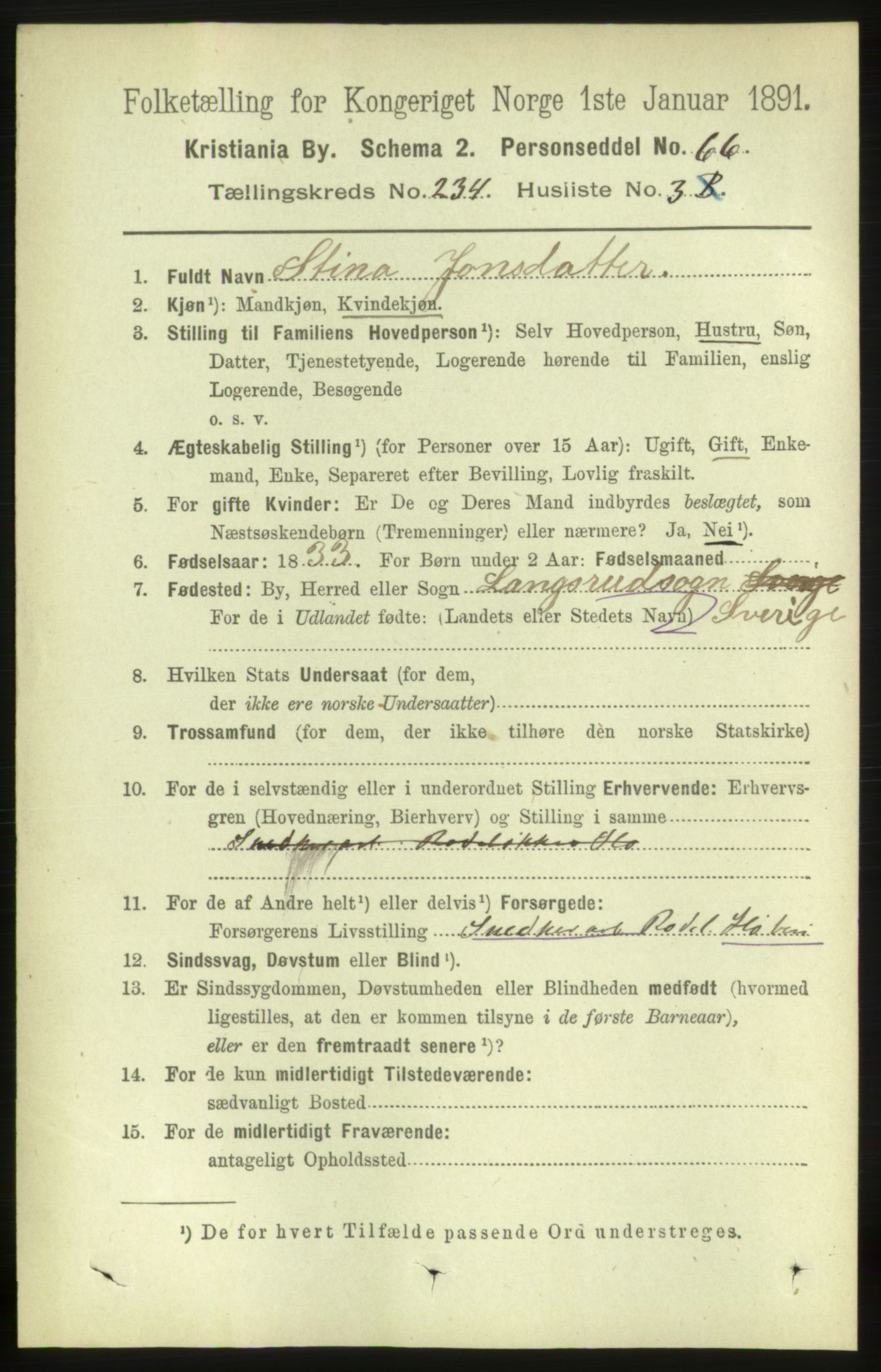 RA, 1891 census for 0301 Kristiania, 1891, p. 143527