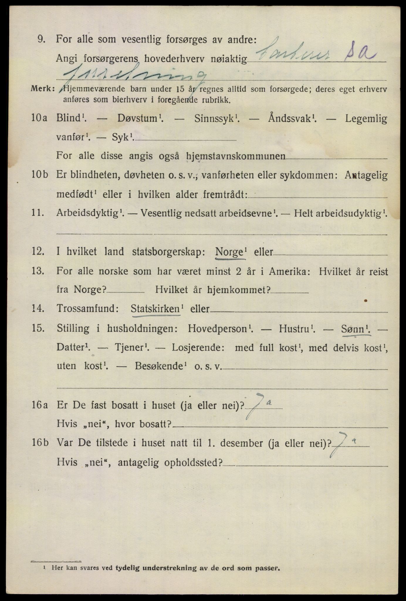 SAKO, 1920 census for Sandeherred, 1920, p. 19663