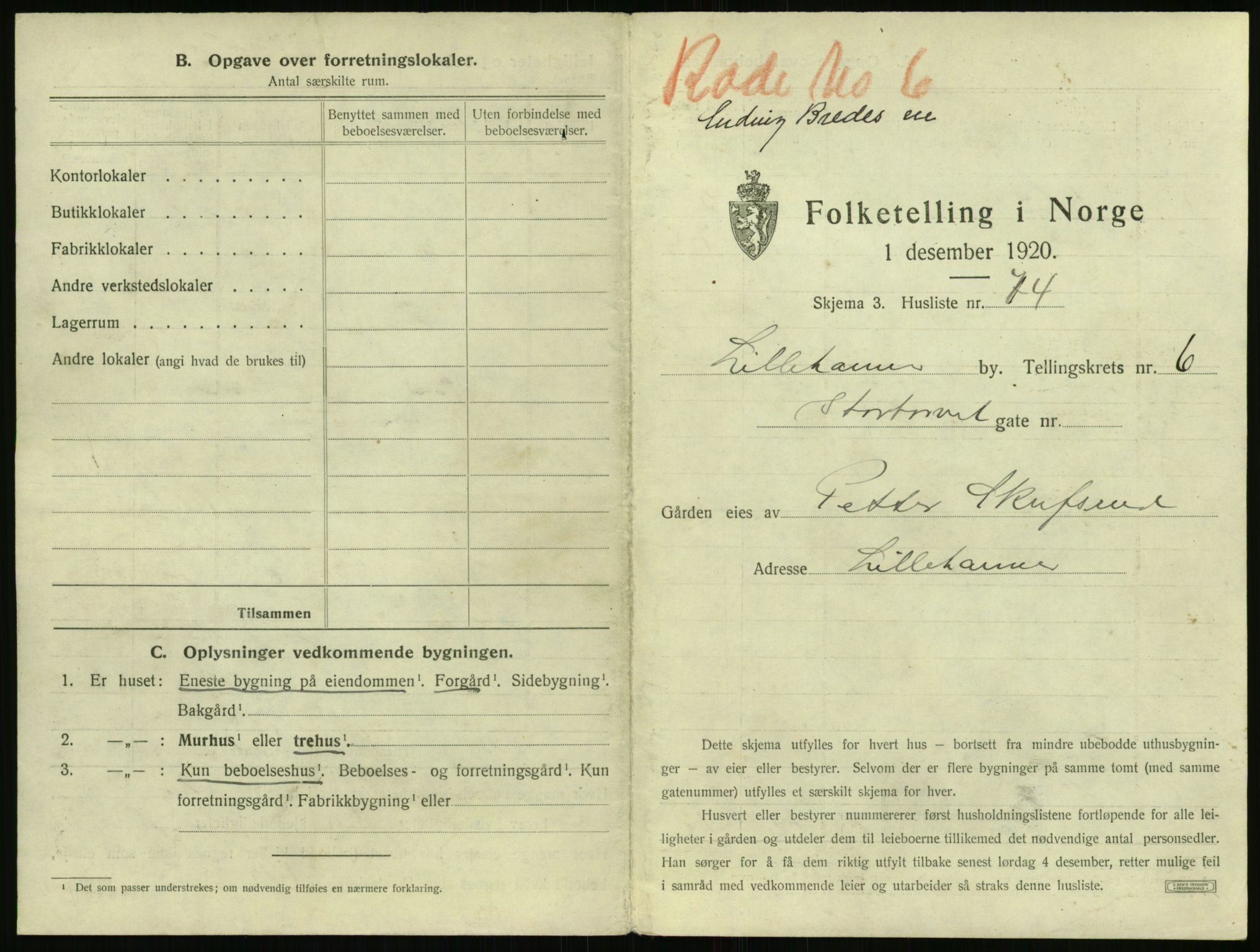 SAH, 1920 census for Lillehammer, 1920, p. 760