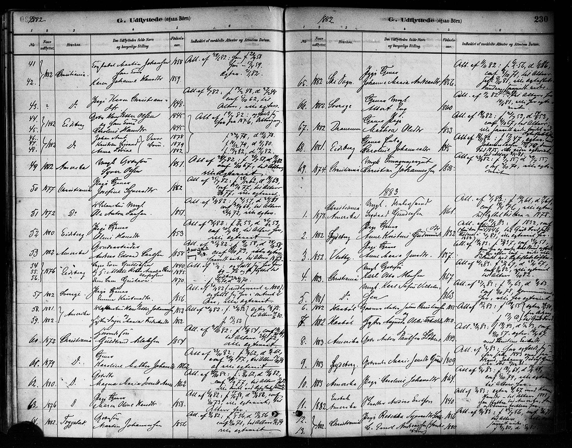 Askim prestekontor Kirkebøker, SAO/A-10900/F/Fa/L0007: Parish register (official) no. 7, 1882-1897, p. 230