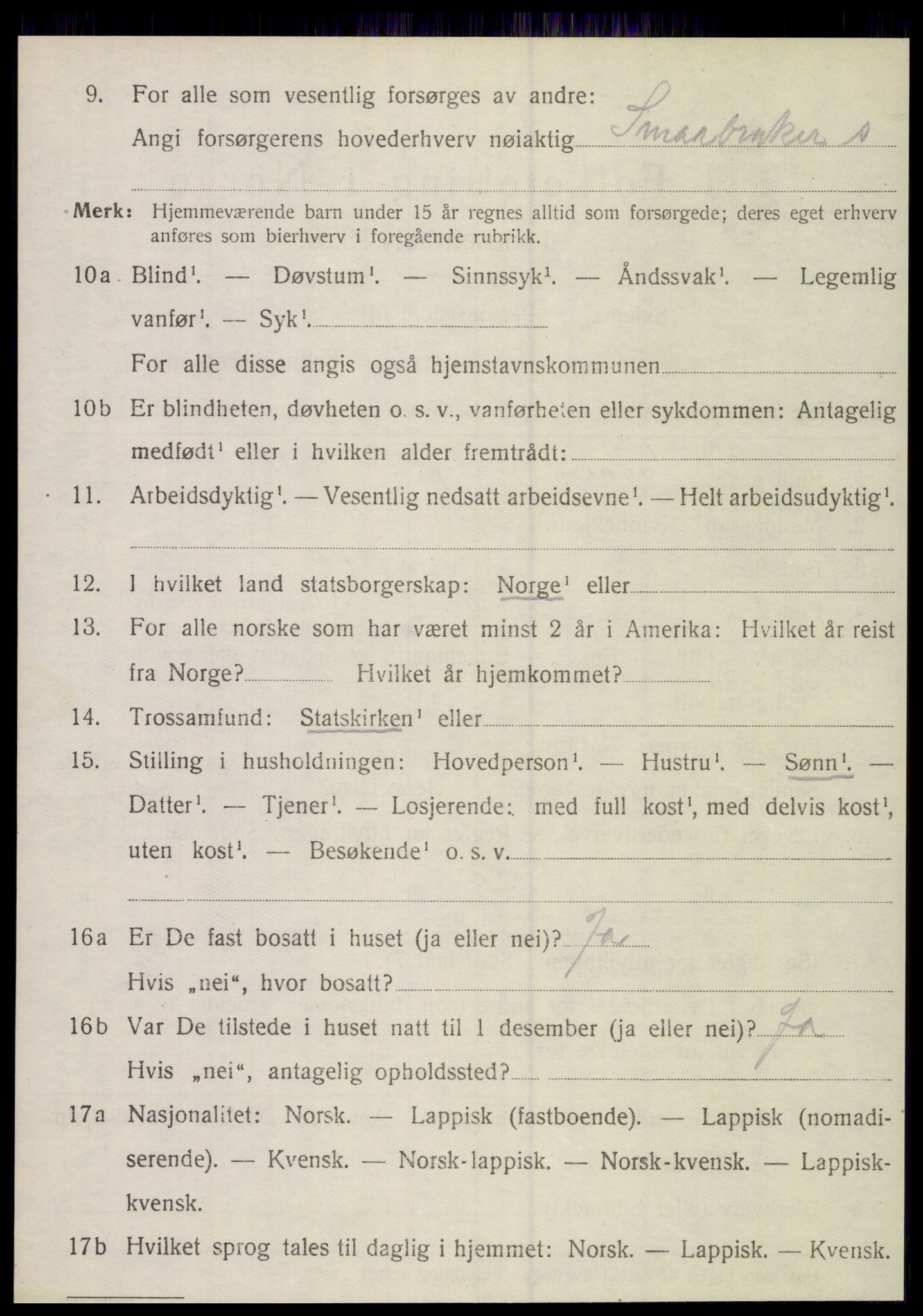 SAT, 1920 census for Hemnes, 1920, p. 5905