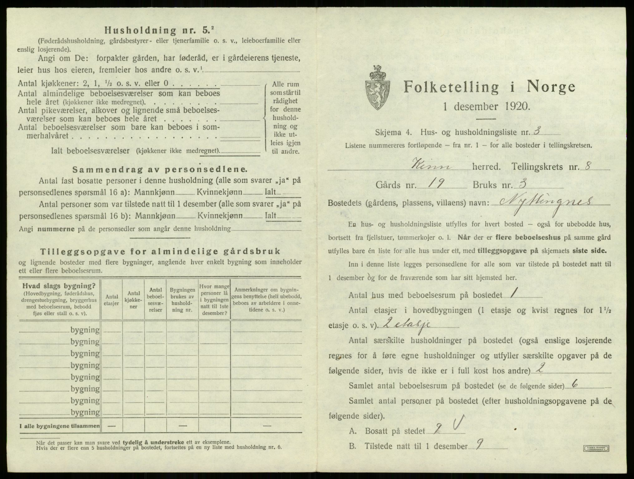 SAB, 1920 census for Kinn, 1920, p. 331