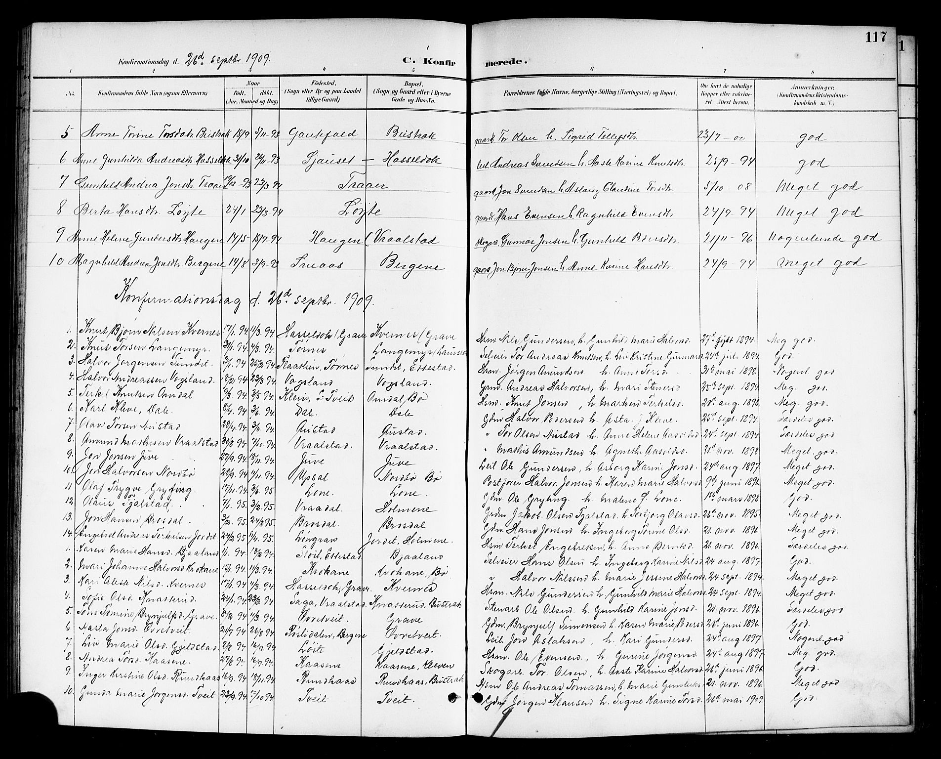 Drangedal kirkebøker, SAKO/A-258/G/Gb/L0002: Parish register (copy) no. II 2, 1895-1918, p. 117