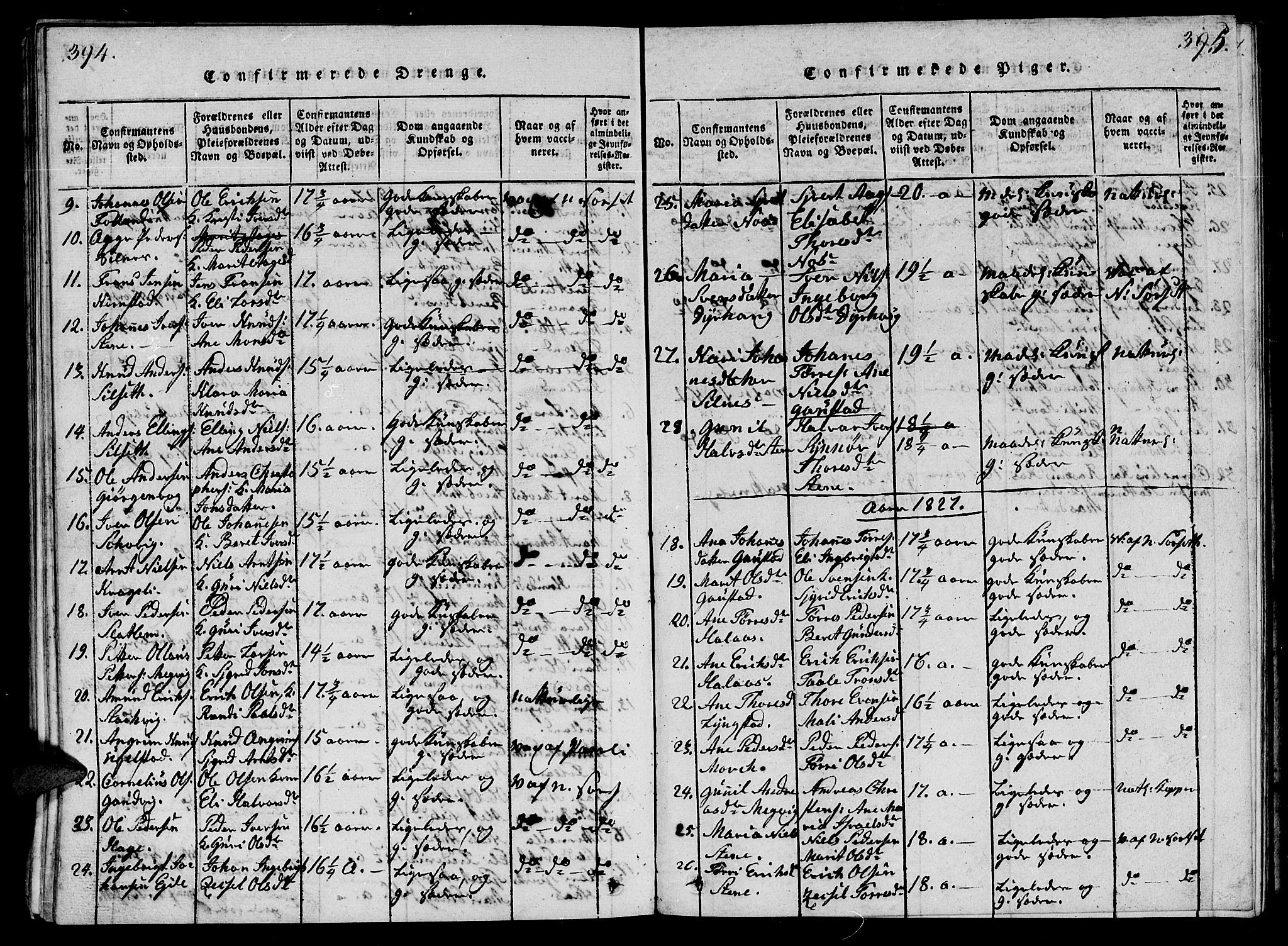 Ministerialprotokoller, klokkerbøker og fødselsregistre - Møre og Romsdal, SAT/A-1454/570/L0831: Parish register (official) no. 570A05, 1819-1829, p. 394-395