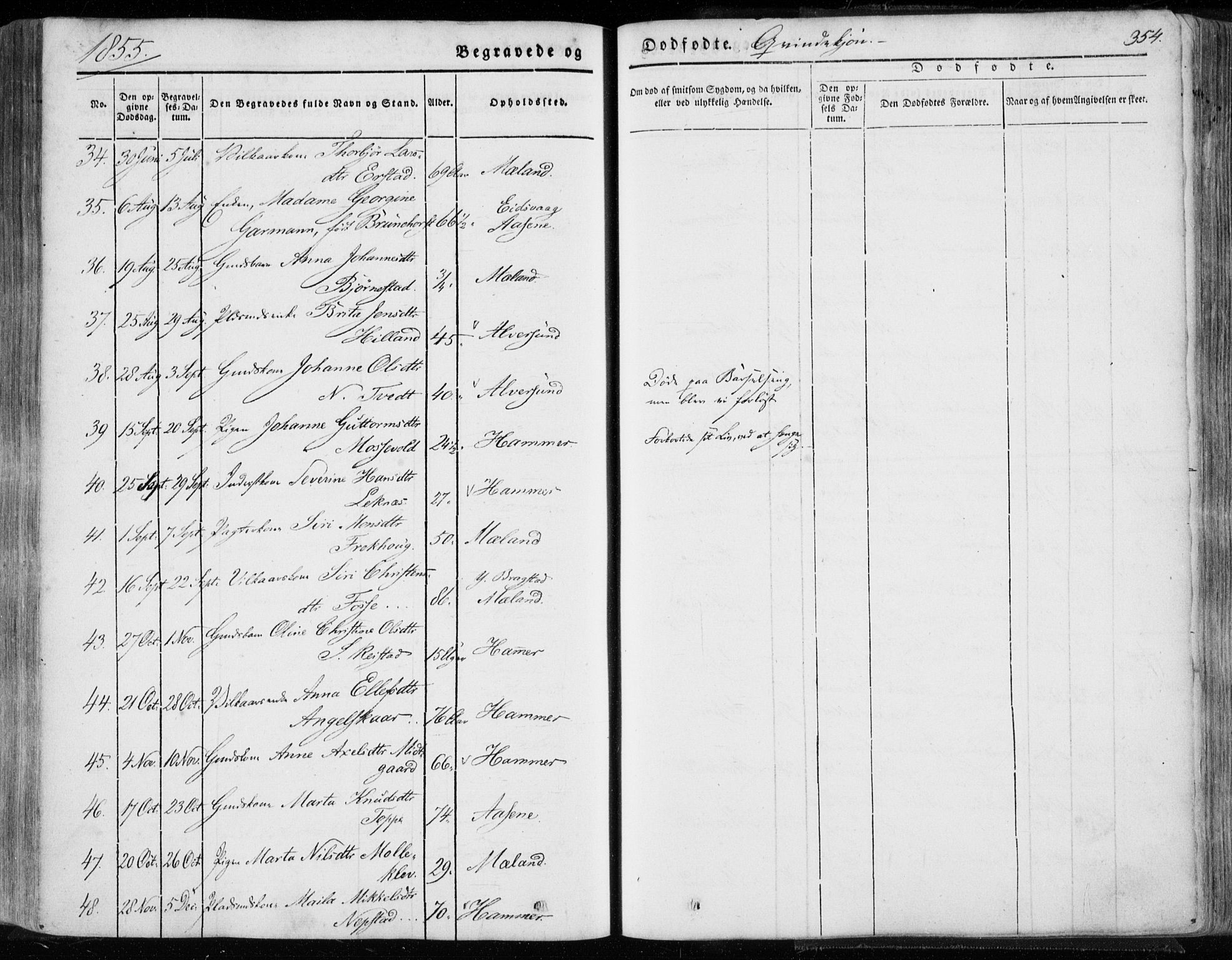 Hamre sokneprestembete, SAB/A-75501/H/Ha/Haa/Haaa/L0013: Parish register (official) no. A 13, 1846-1857, p. 354