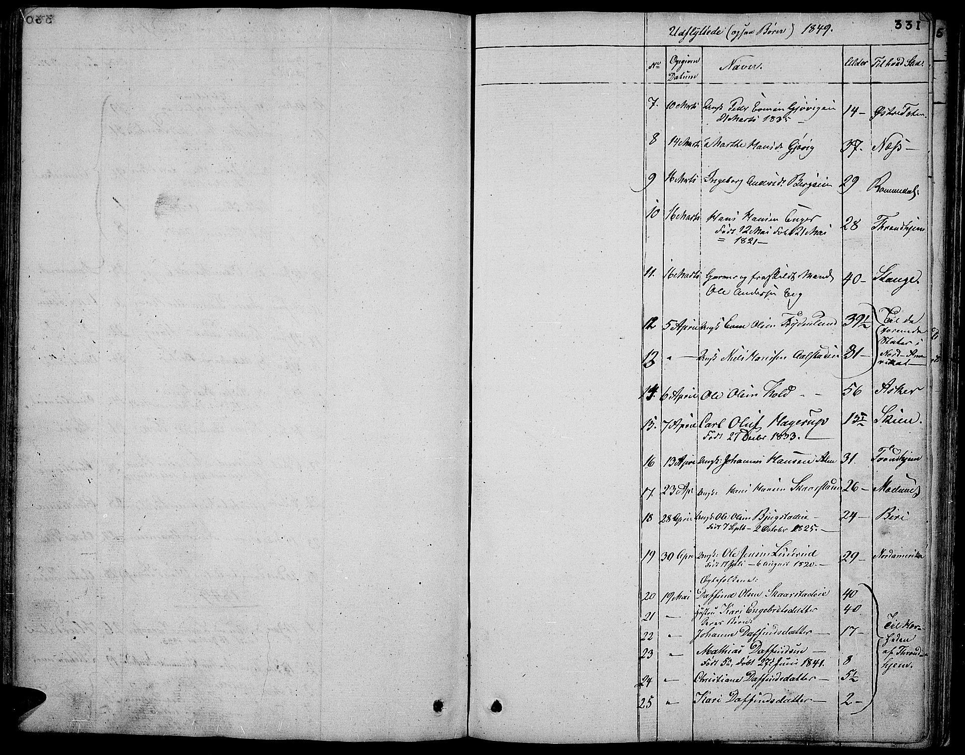 Vardal prestekontor, SAH/PREST-100/H/Ha/Hab/L0004: Parish register (copy) no. 4, 1831-1853, p. 331