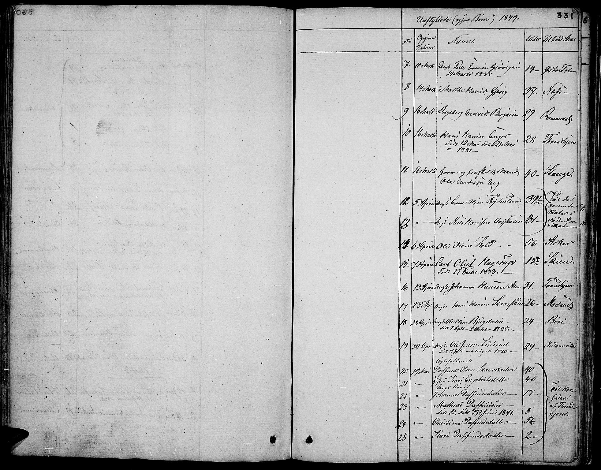 Vardal prestekontor, AV/SAH-PREST-100/H/Ha/Hab/L0004: Parish register (copy) no. 4, 1831-1853, p. 331