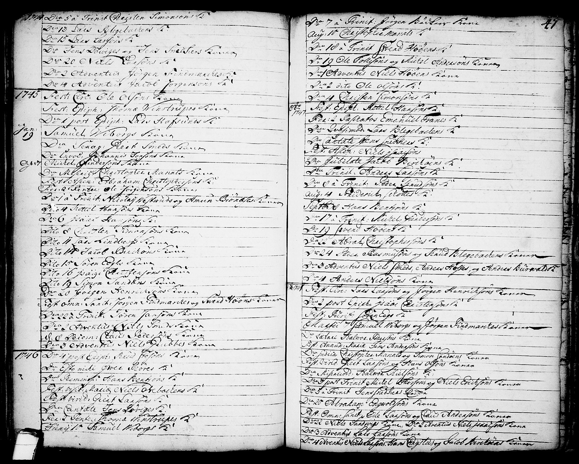Brevik kirkebøker, AV/SAKO-A-255/F/Fa/L0002: Parish register (official) no. 2, 1720-1764, p. 47a