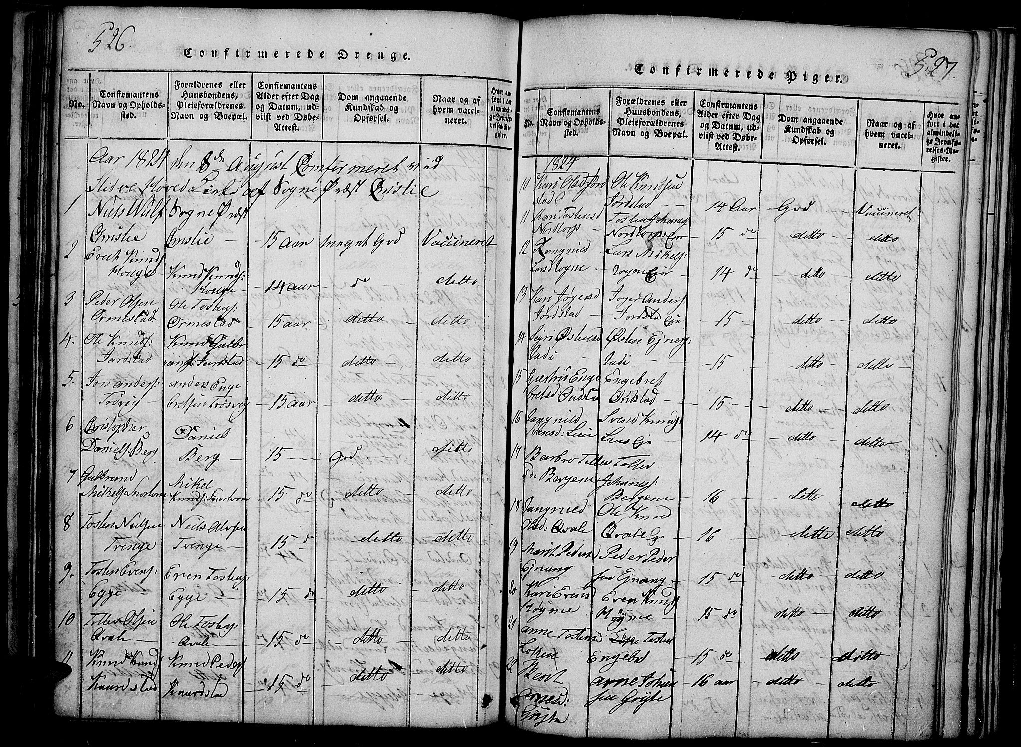 Slidre prestekontor, SAH/PREST-134/H/Ha/Haa/L0002: Parish register (official) no. 2, 1814-1830, p. 526-527