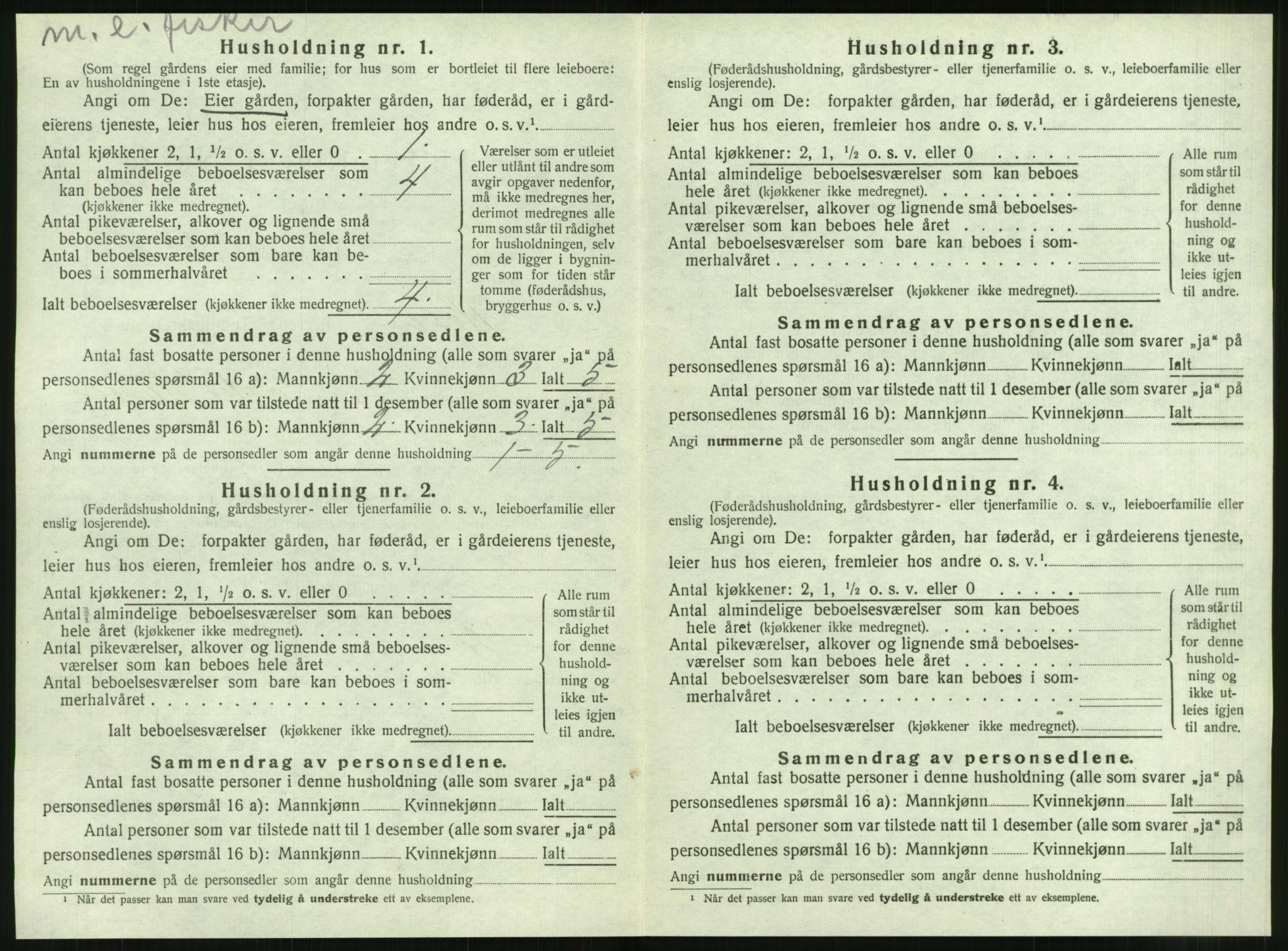 SAT, 1920 census for Hopen, 1920, p. 345