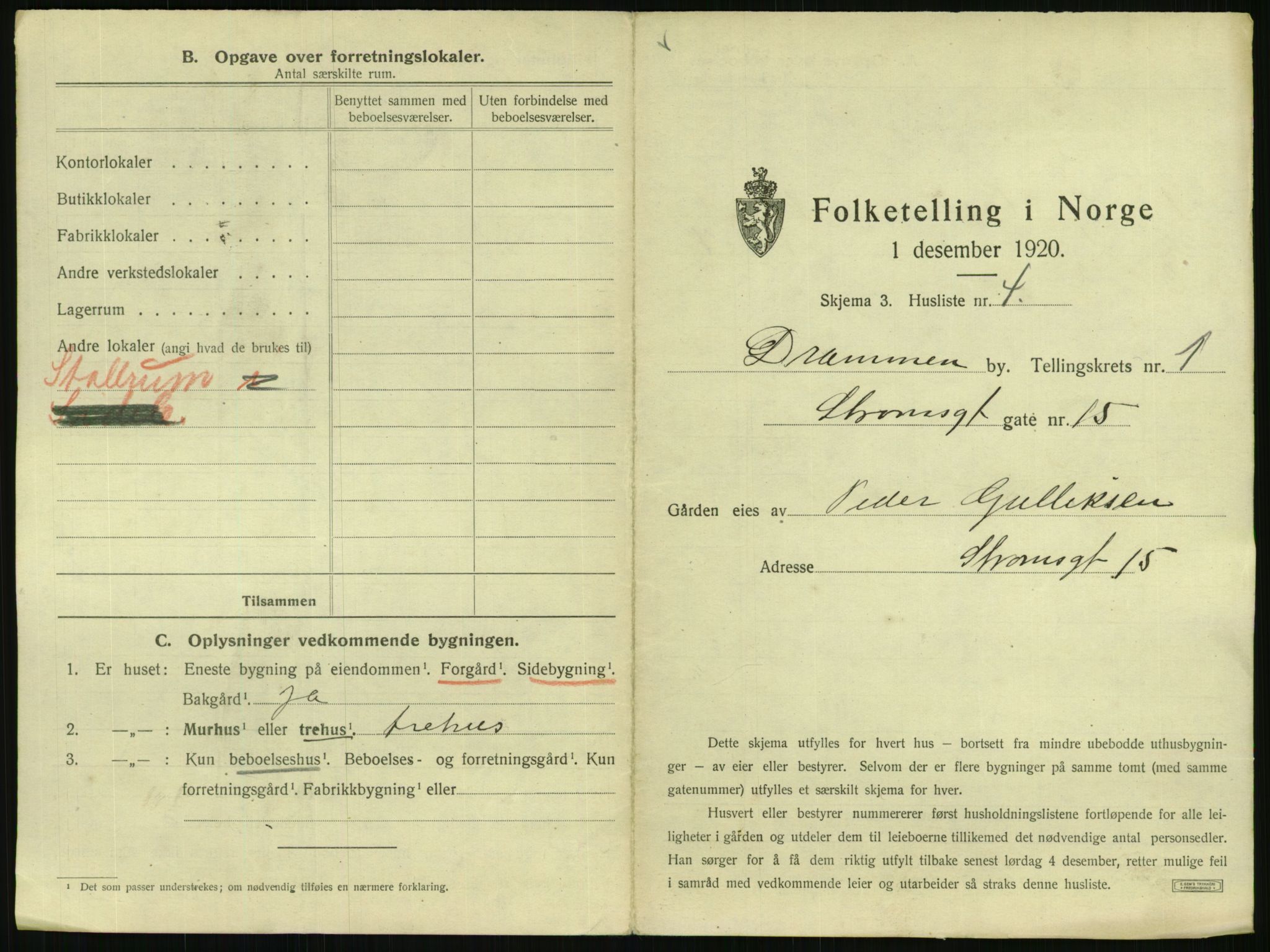 SAKO, 1920 census for Drammen, 1920, p. 110