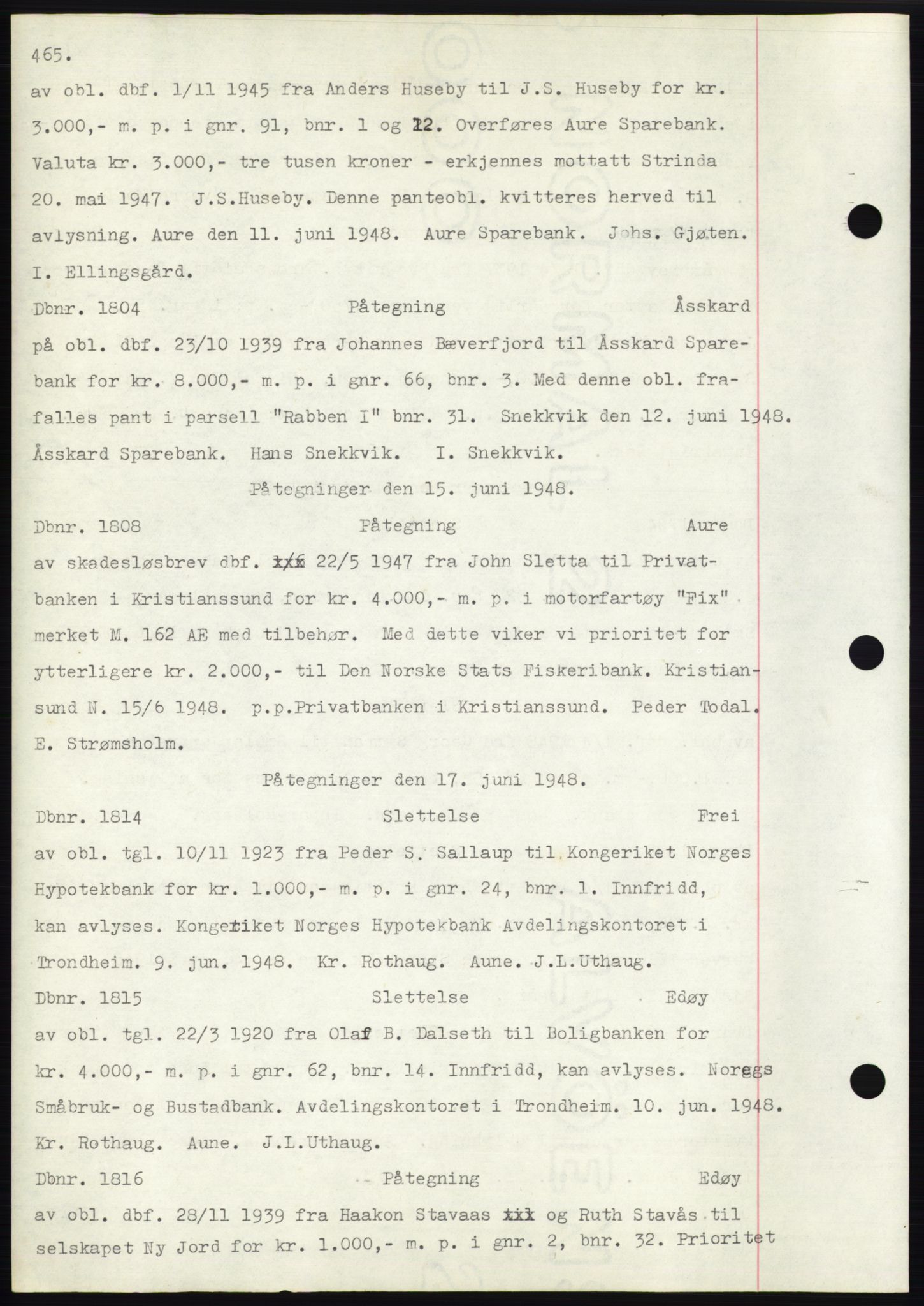 Nordmøre sorenskriveri, AV/SAT-A-4132/1/2/2Ca: Mortgage book no. C82b, 1946-1951, Diary no: : 1804/1948