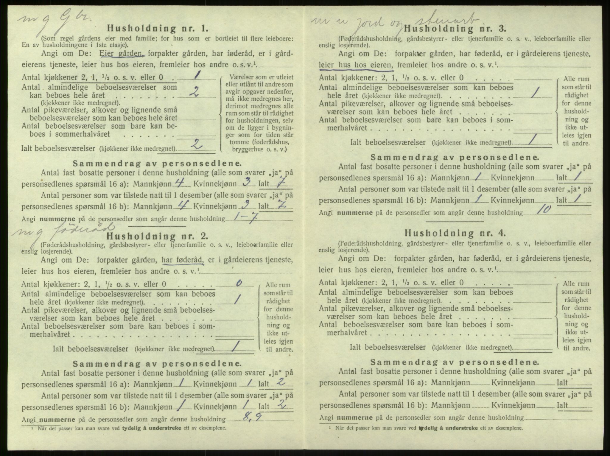 SAB, 1920 census for Modalen, 1920, p. 240