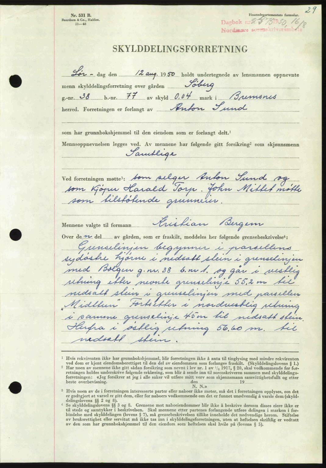 Nordmøre sorenskriveri, AV/SAT-A-4132/1/2/2Ca: Mortgage book no. A116, 1950-1950, Diary no: : 2575/1950