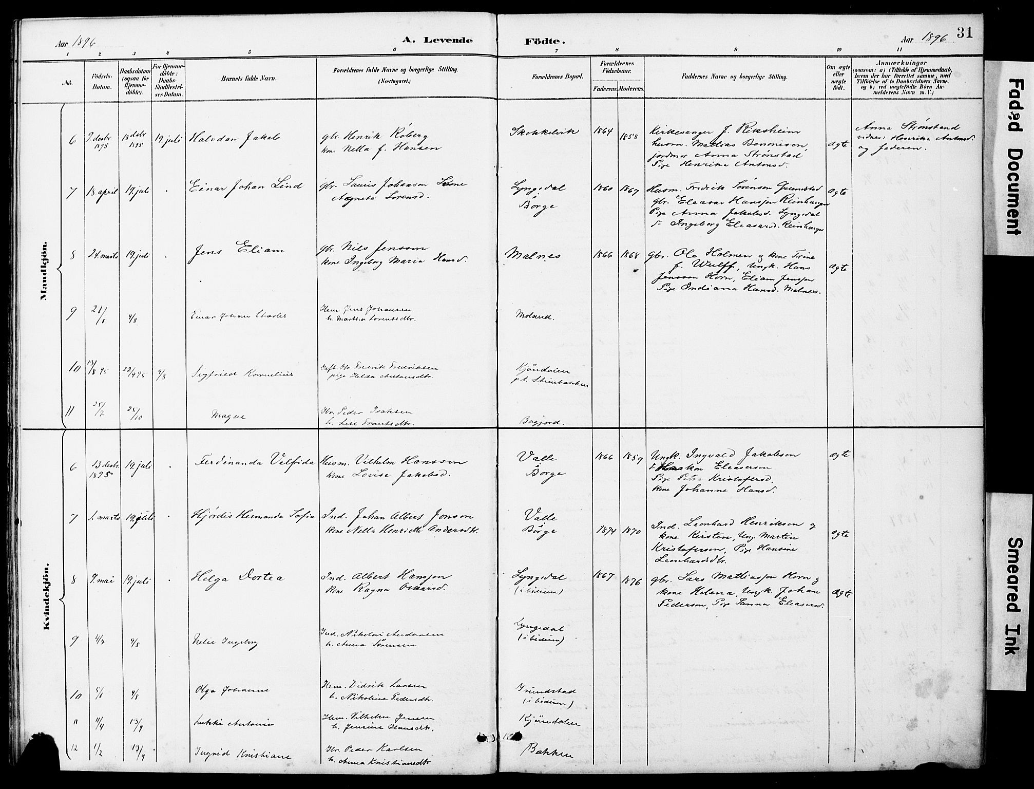 Ministerialprotokoller, klokkerbøker og fødselsregistre - Nordland, AV/SAT-A-1459/884/L1197: Parish register (copy) no. 884C03, 1888-1926, p. 31