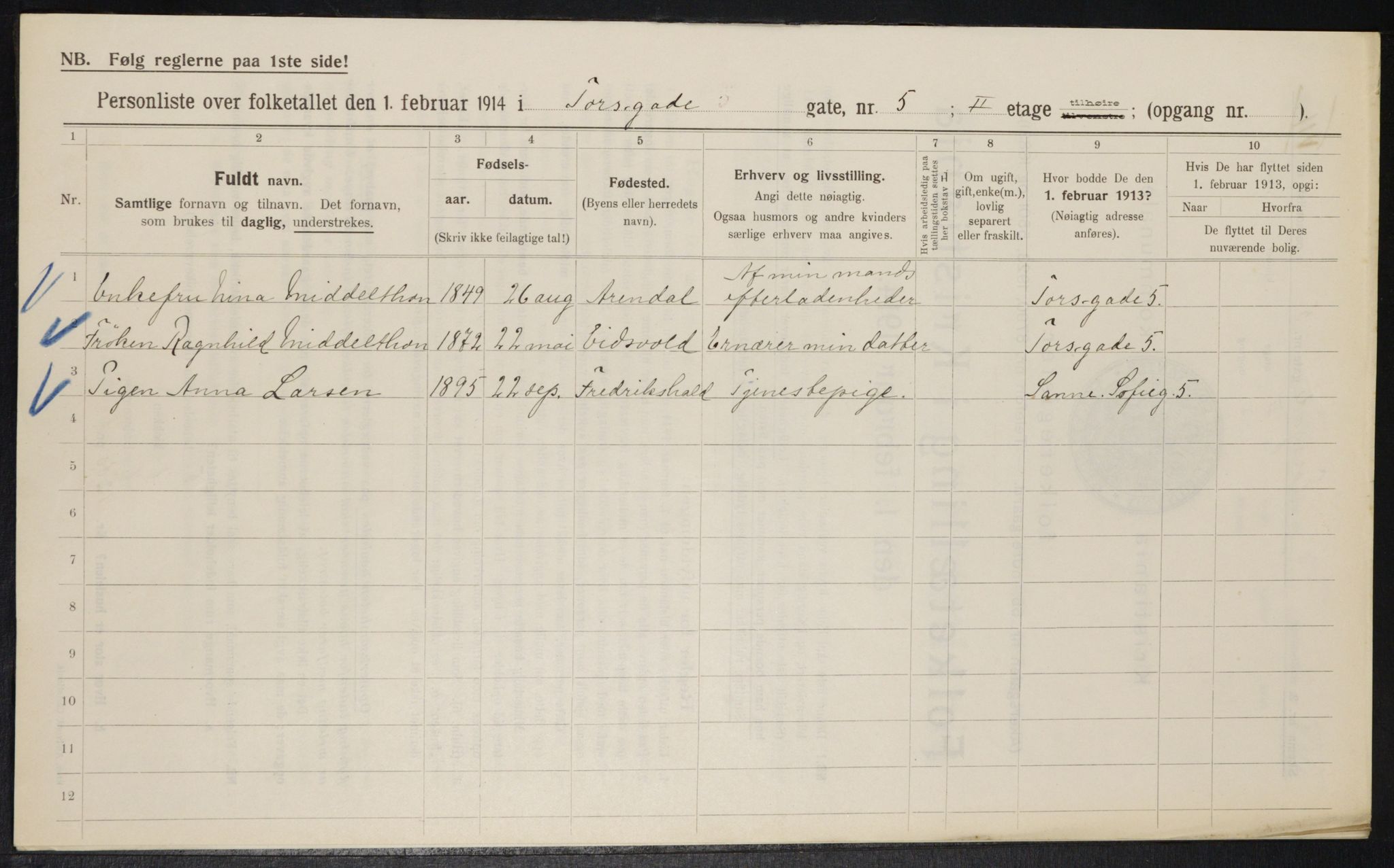 OBA, Municipal Census 1914 for Kristiania, 1914, p. 115242