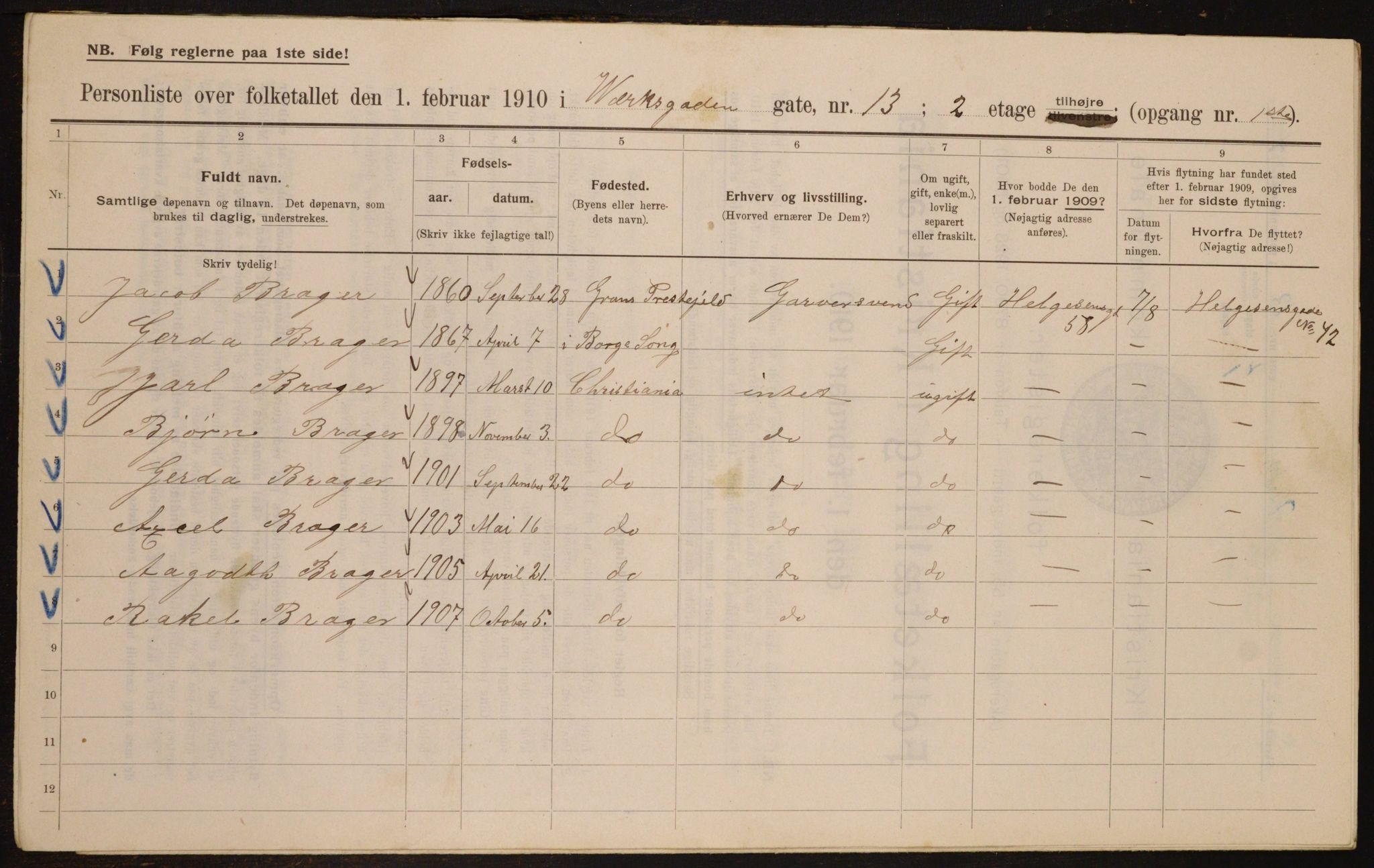 OBA, Municipal Census 1910 for Kristiania, 1910, p. 115592