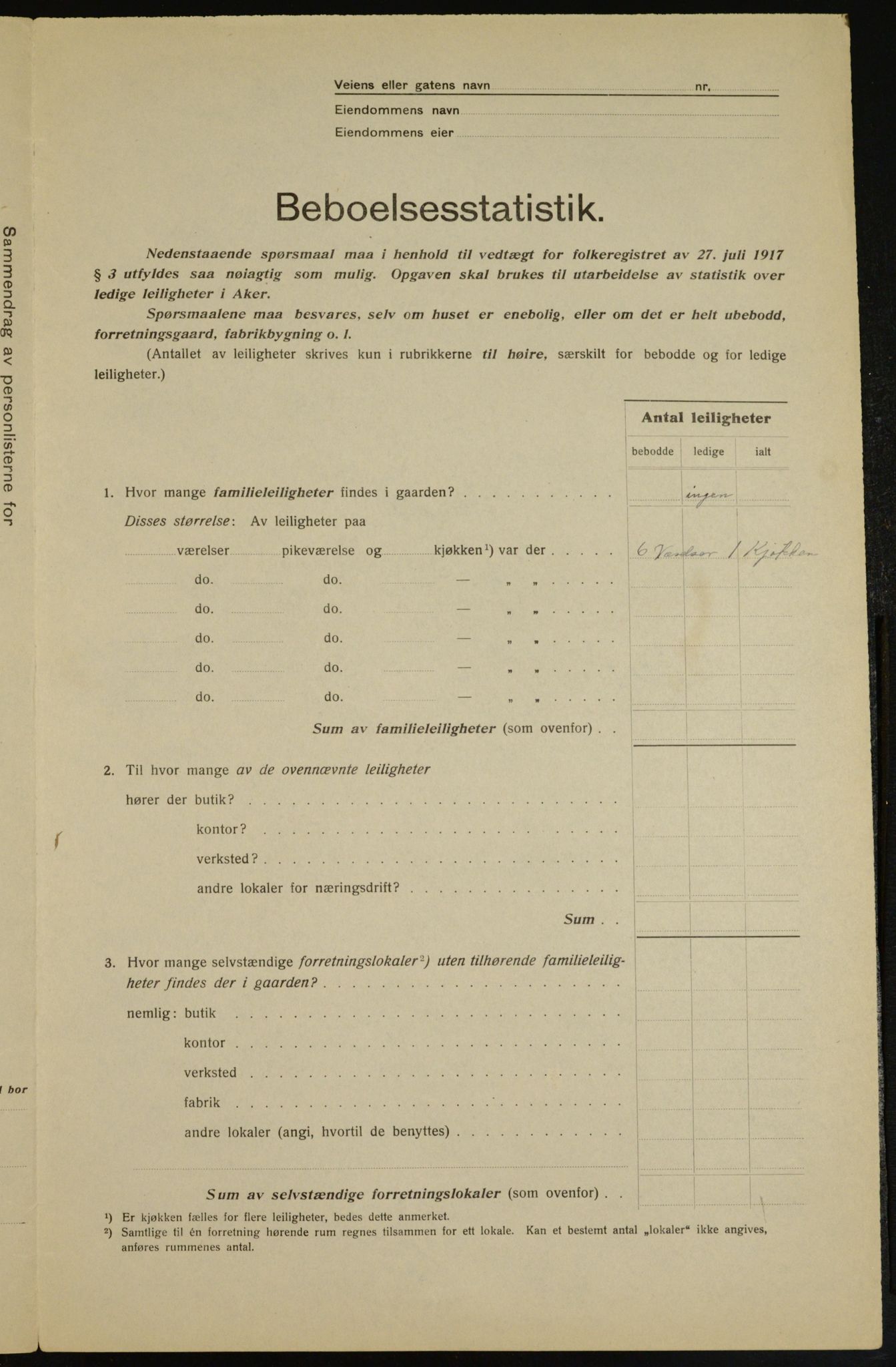 OBA, Municipal Census 1917 for Aker, 1917, p. 10390