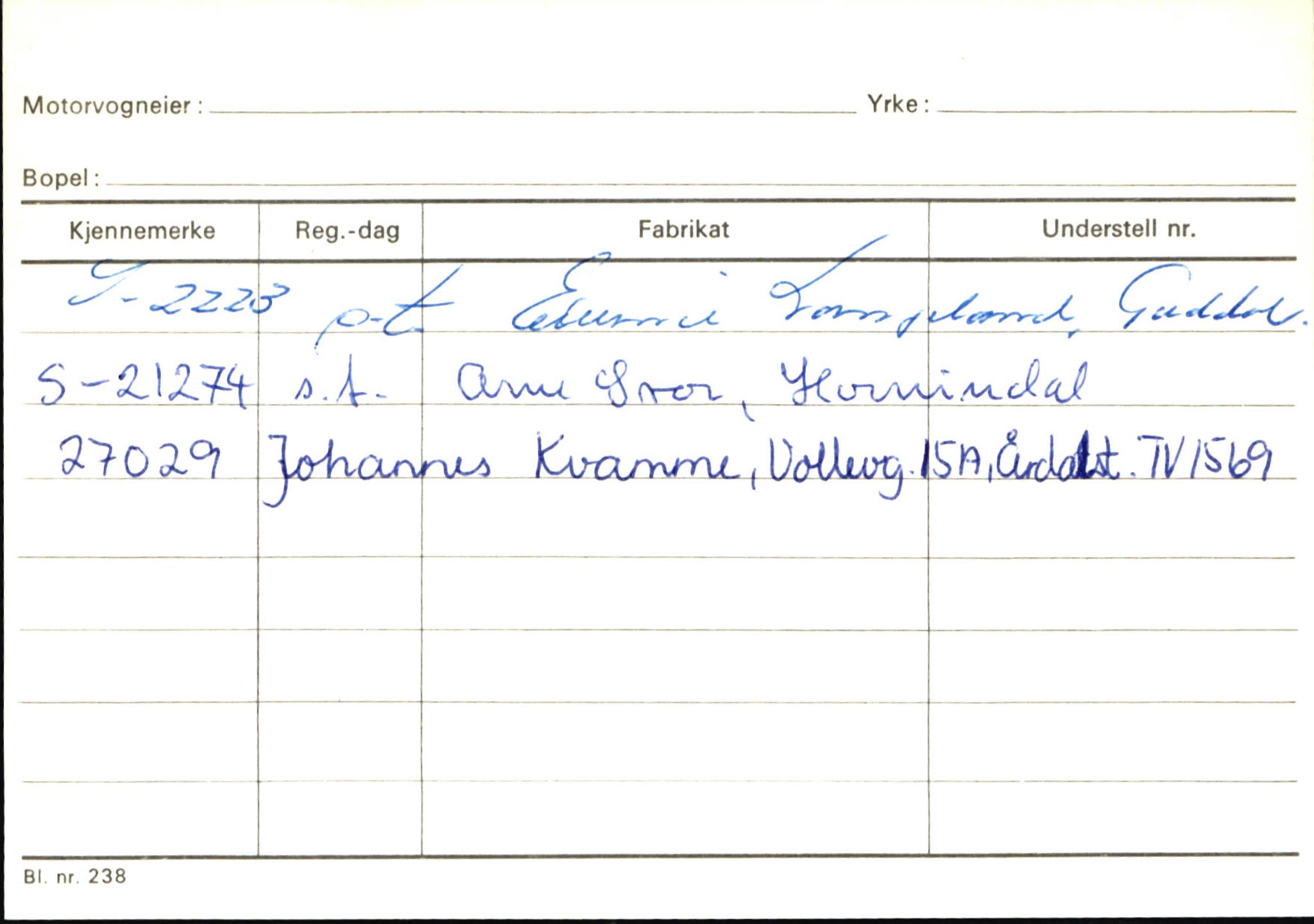 Statens vegvesen, Sogn og Fjordane vegkontor, SAB/A-5301/4/F/L0146: Registerkort Årdal R-Å samt diverse kort, 1945-1975, p. 447